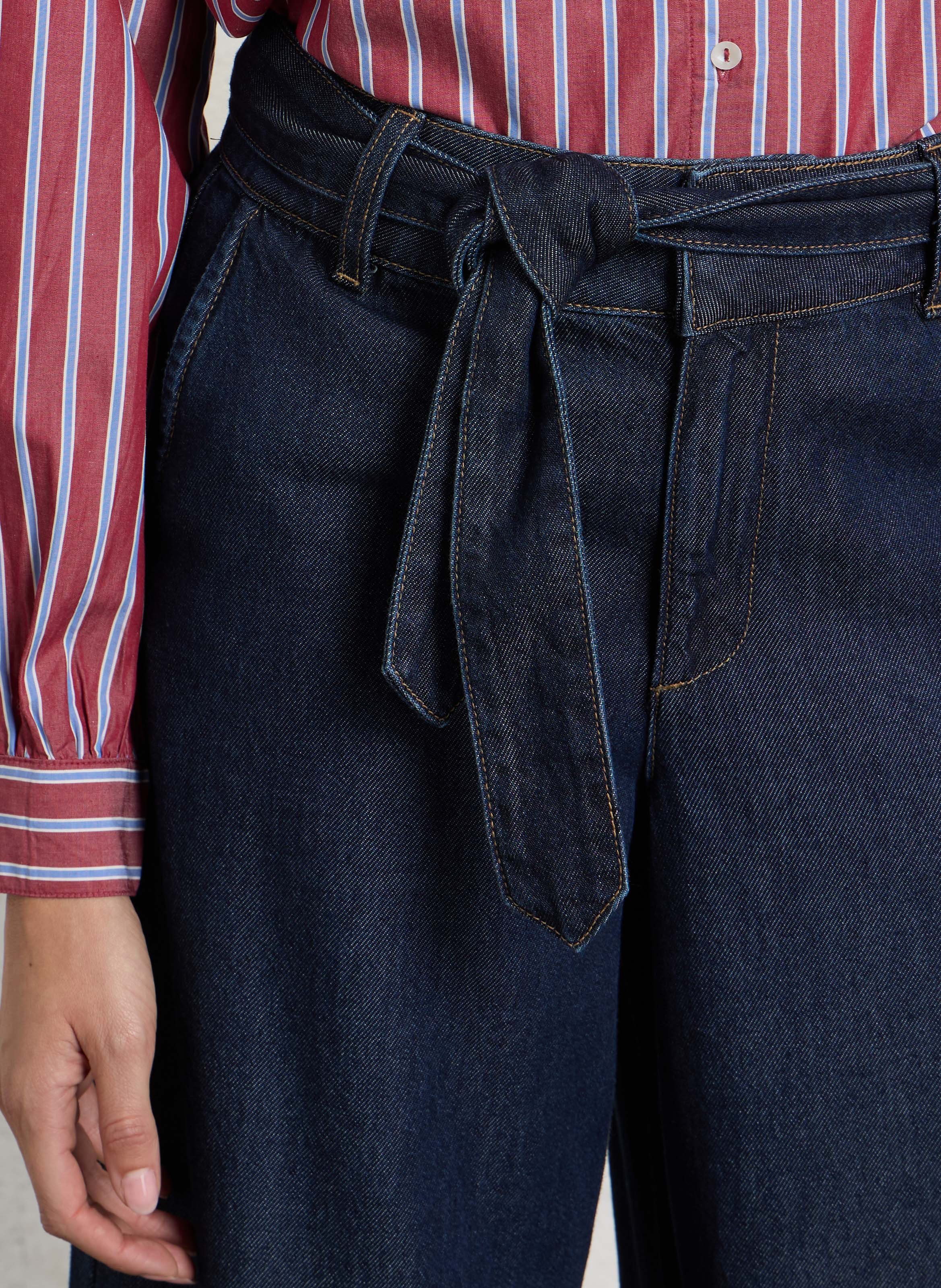 Pantalon denim large ceinturé MAISON 123 Bleu