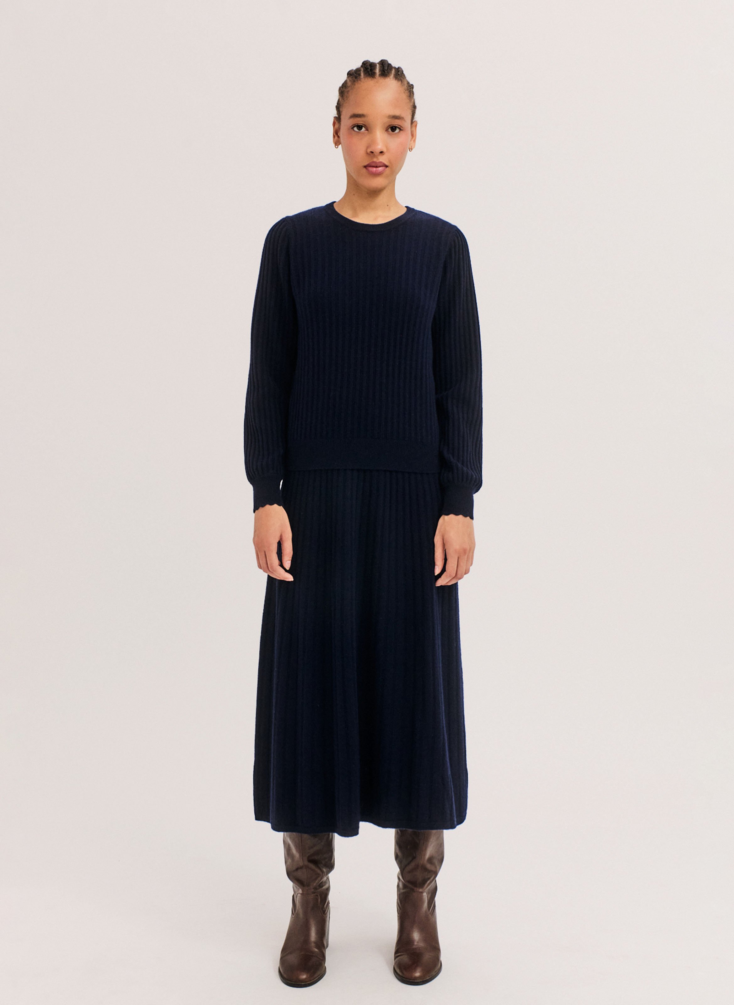 Round-neck wool sweater PABLO Blue