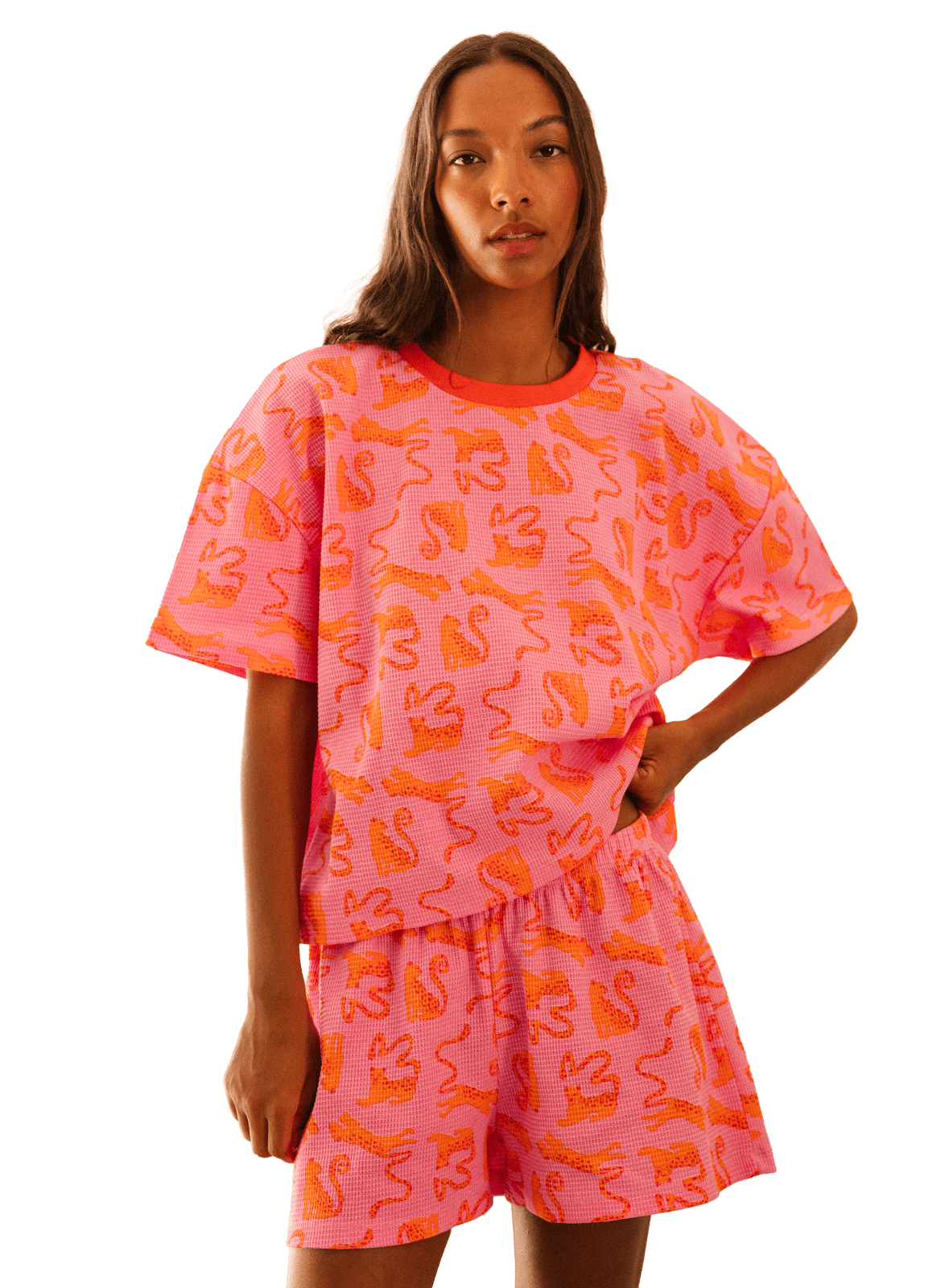 Ensemble de pyjama court ample imprimé WE ARE JOLIES Rose