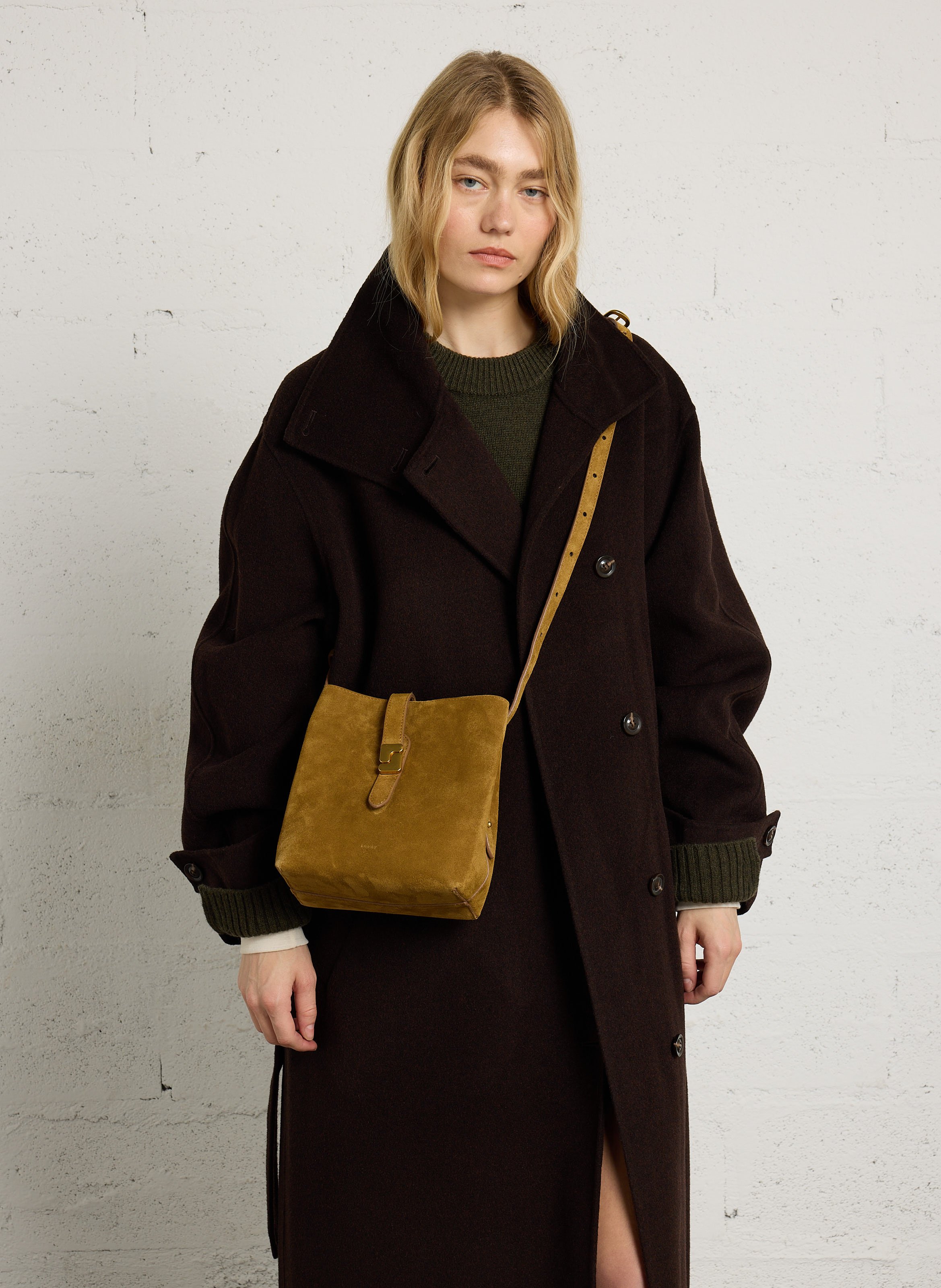 Suede leather bucket bag SOEUR Brown