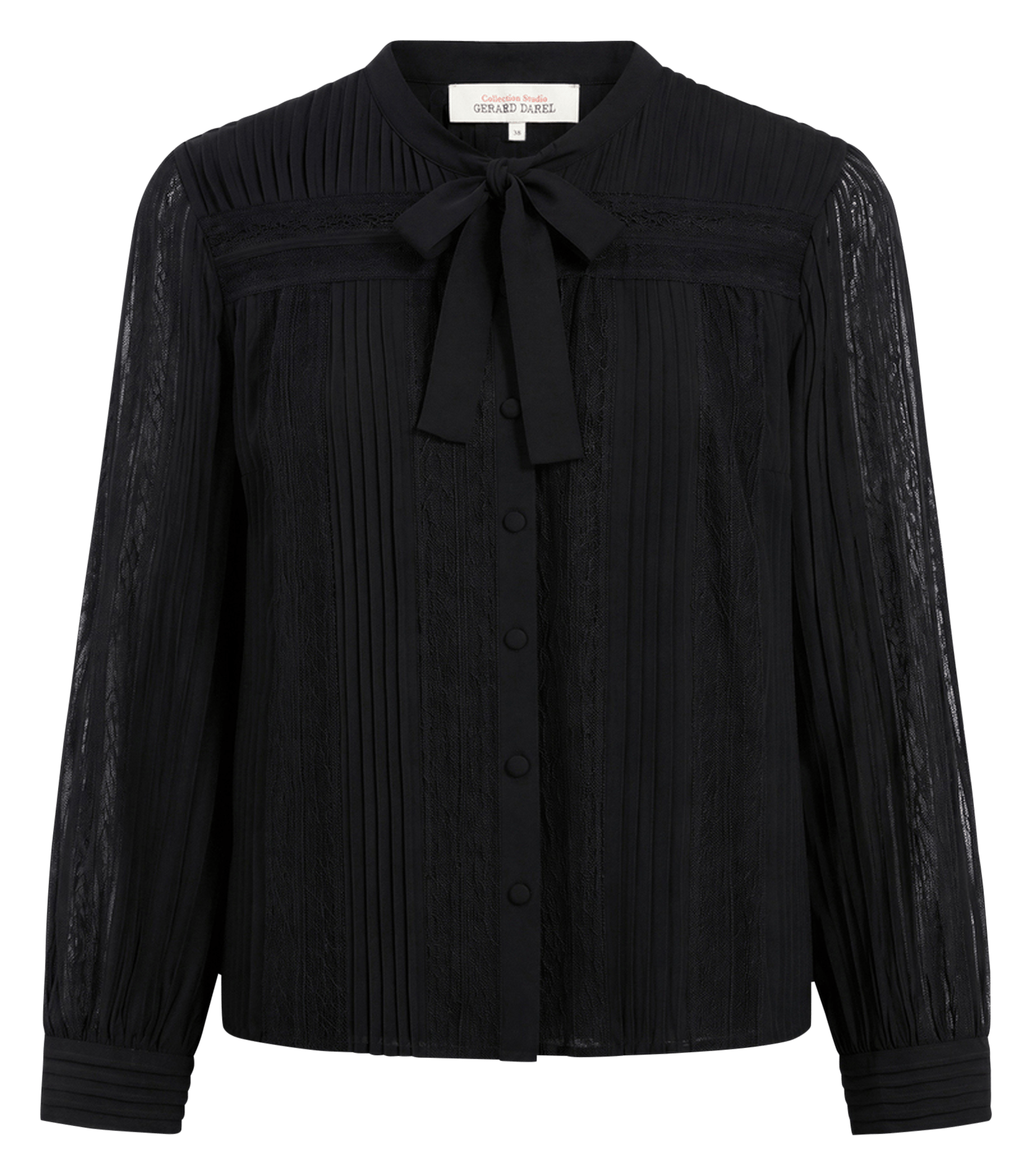 Loose-fitting lace lavallière collar blouse GERARD DAREL Black