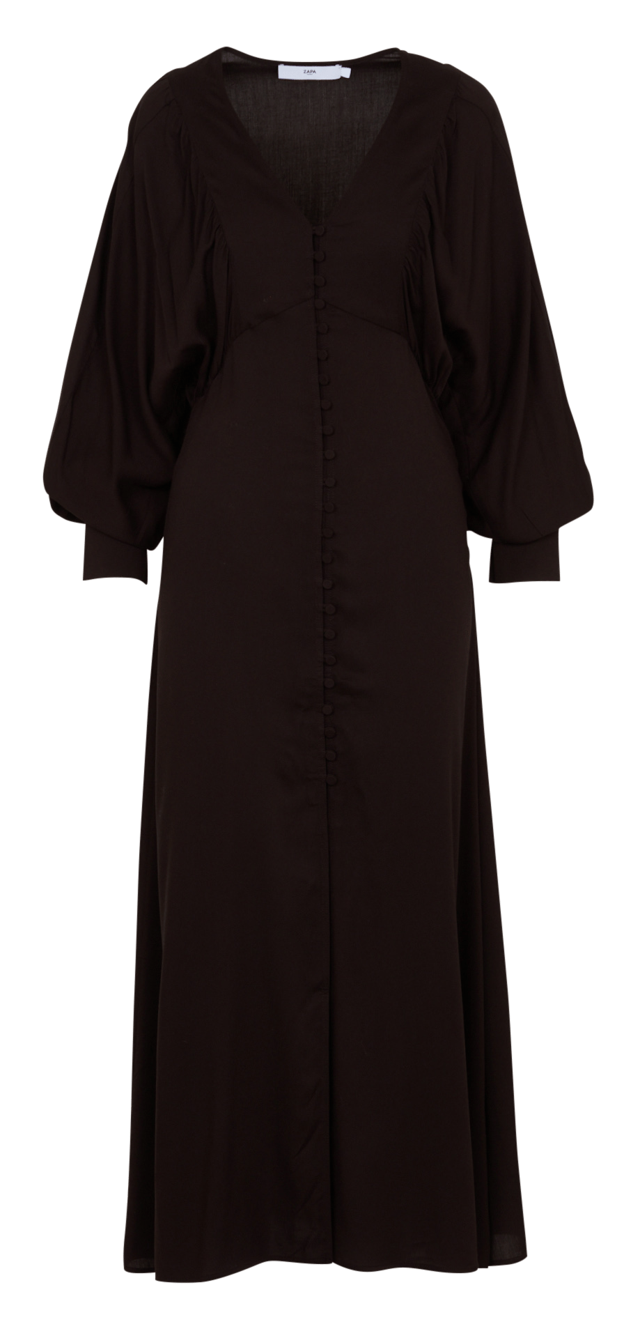 Robe longue fluide col V  ZAPA Marron