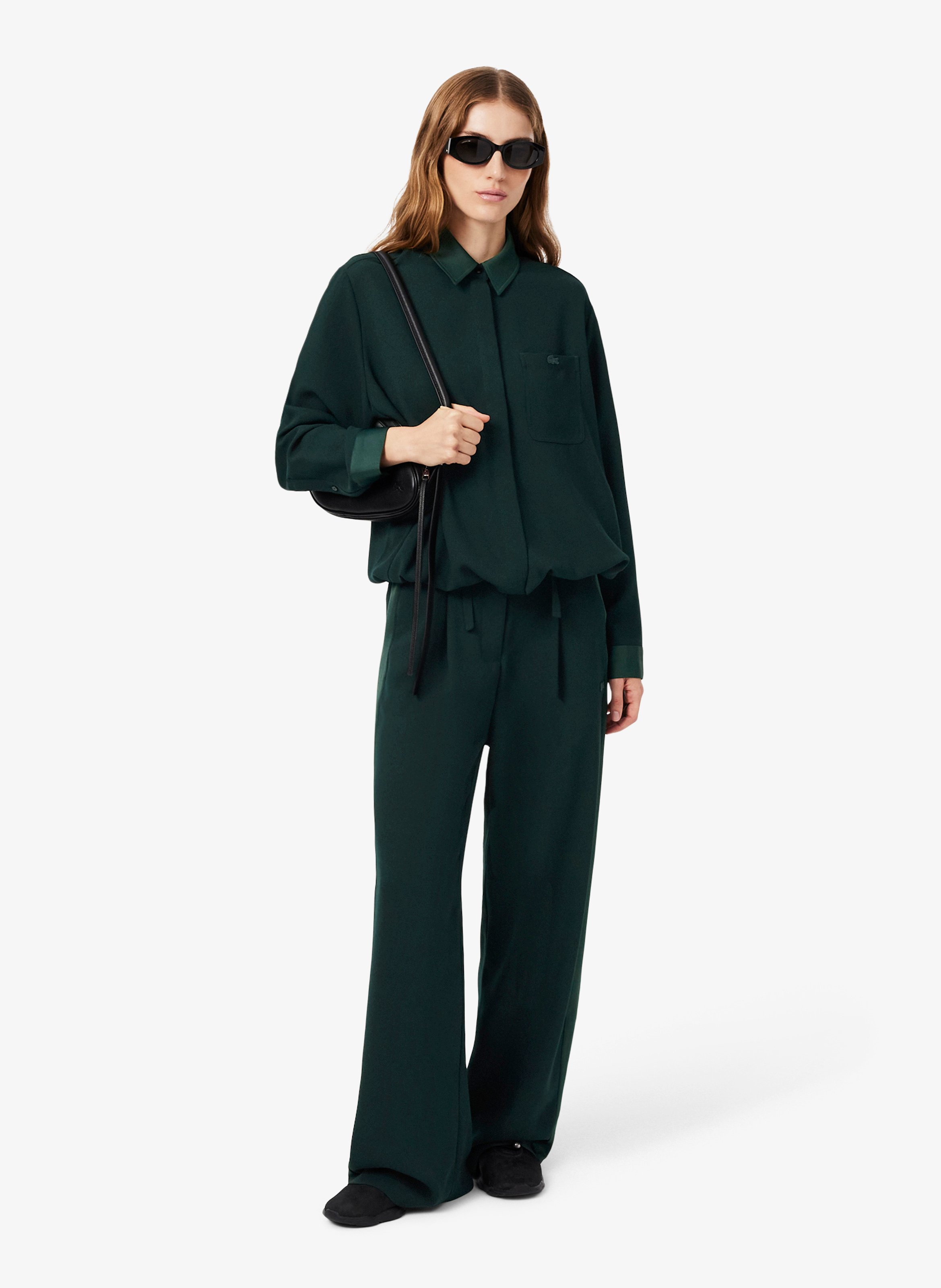 Wide-leg trousers with satin stripes LACOSTE Green