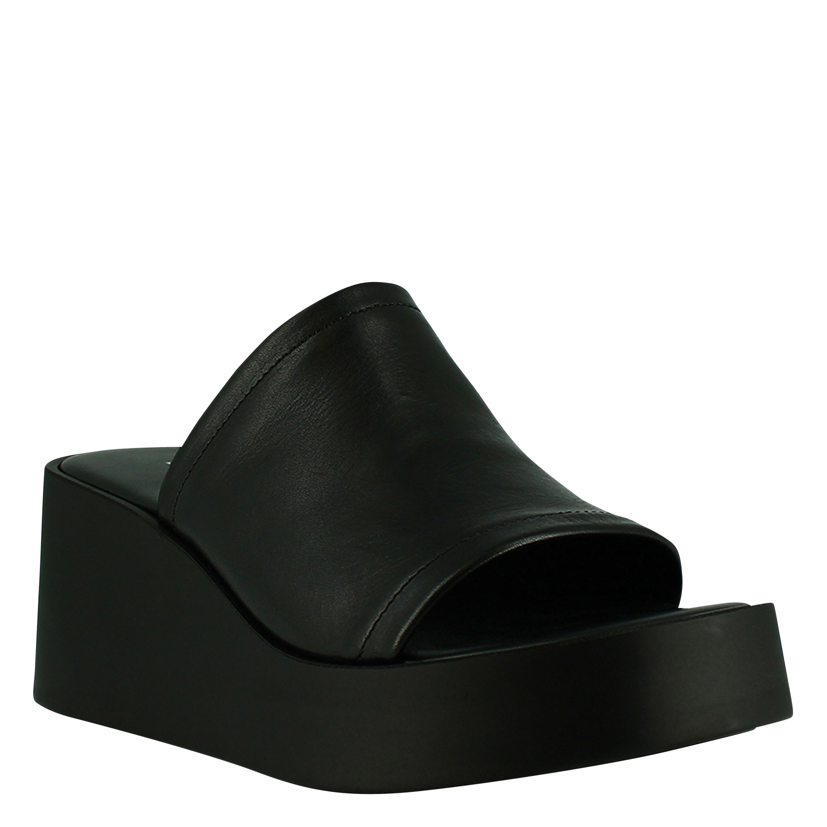 Leder-Mules mit Keilabsatz JONAK Schwarz