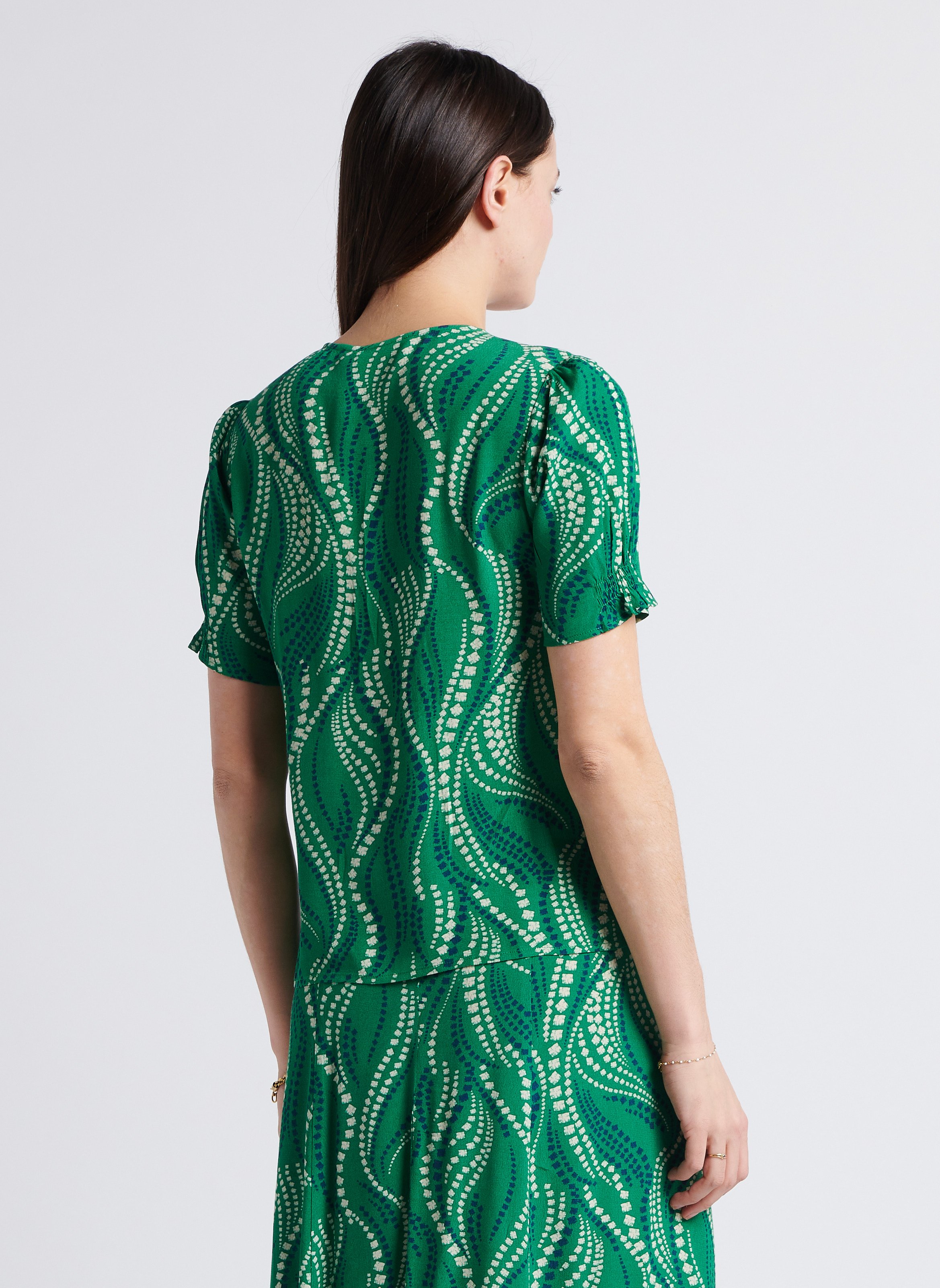 Top recto estampado Verde