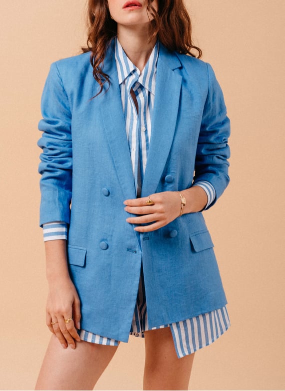 MINTLIMIT Cotton Linen Blazer Coats for Women 3/4 Ruffle Sleeve Blazers Summer 2 Buttons With Pocket Outerwear Notched Lapel, Wh-beige MINTLIMIT Cotton Linen Blazer Coats for Women 3/4 Ruffle Sleeve Blazers Summer 2 Buttons With Pocket Outerwear Notched Lapel, Wh-beige