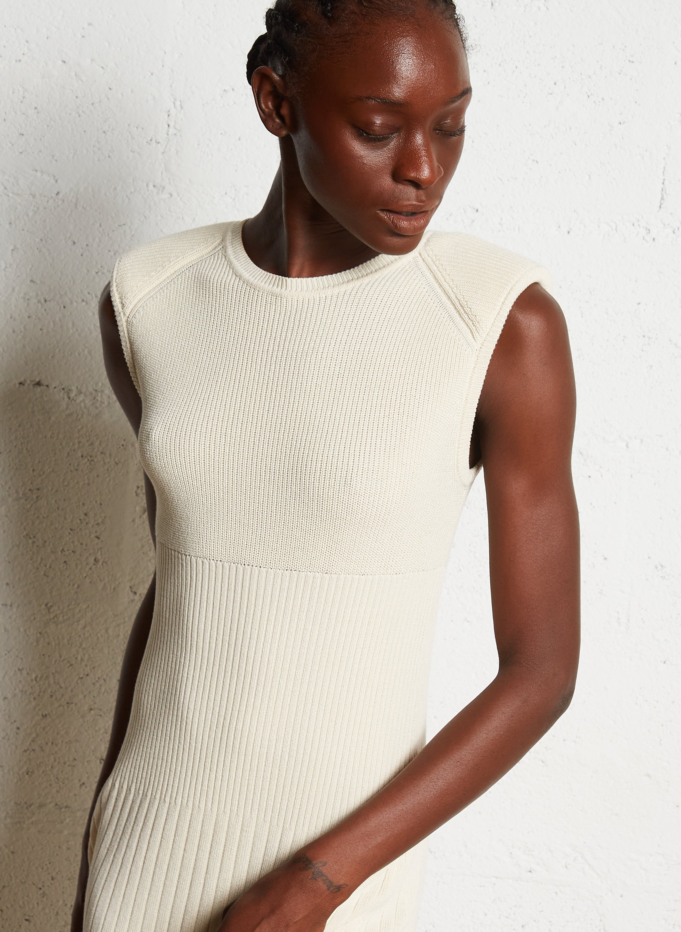 Robe longue droite col rond  BA&SH Beige