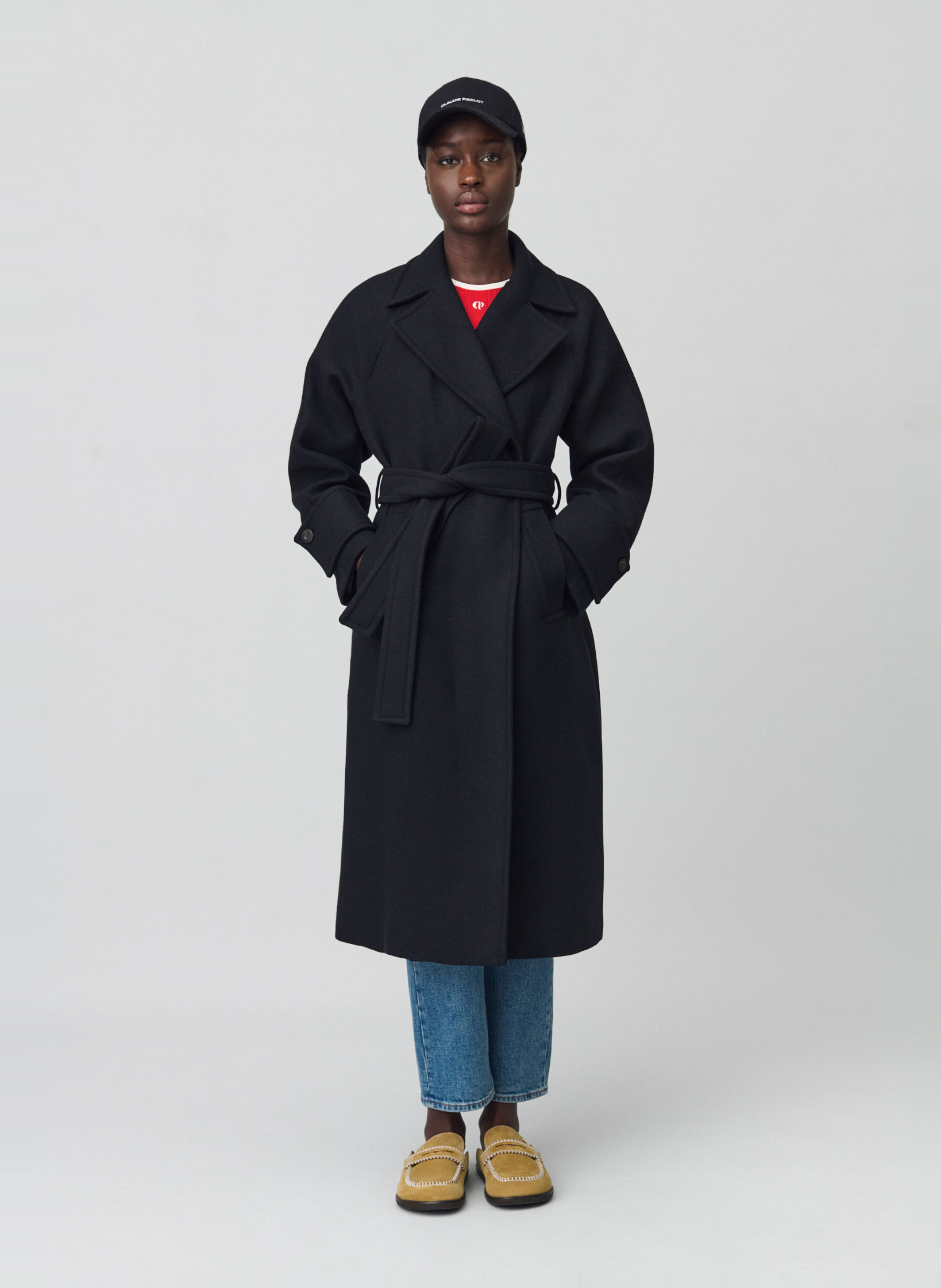 Manteau col tailleur en laine mélangée  CLAUDIE PIERLOT Noir