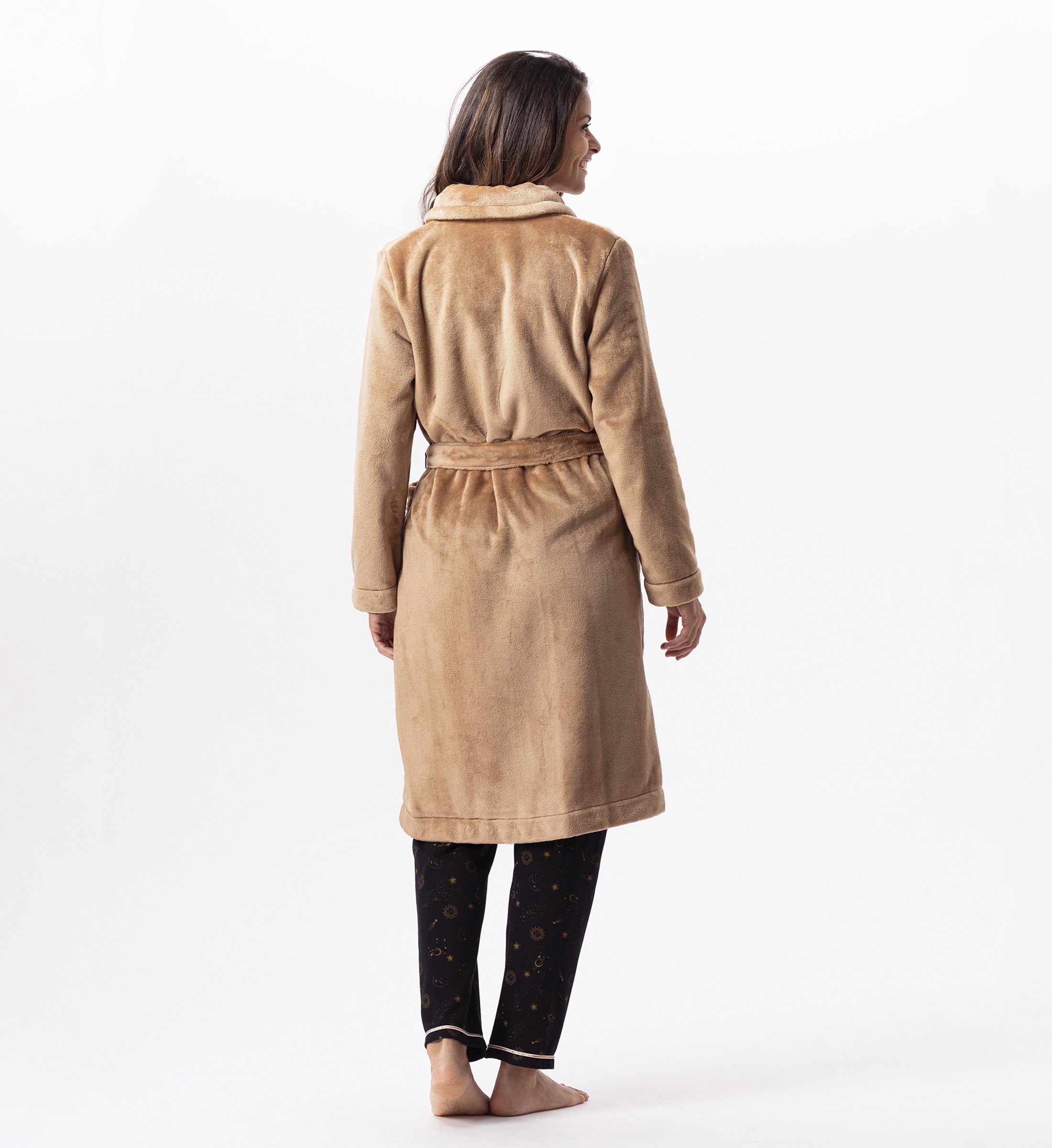 Plush flannel robe LE CHAT Brown