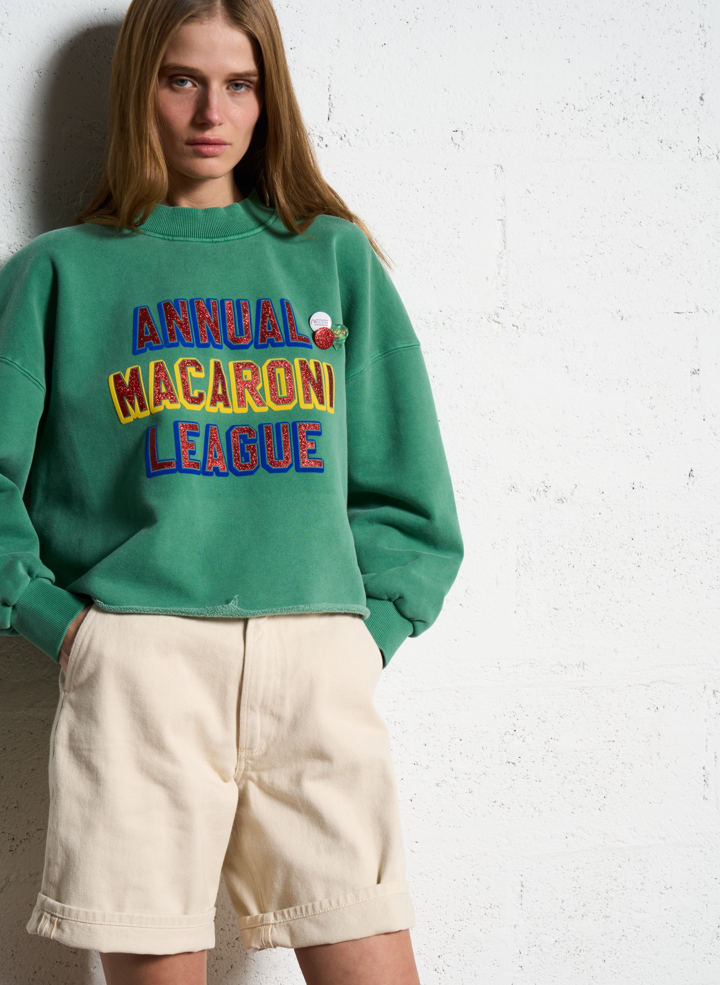 Short printed cotton sweatshirt NEWTONE Green