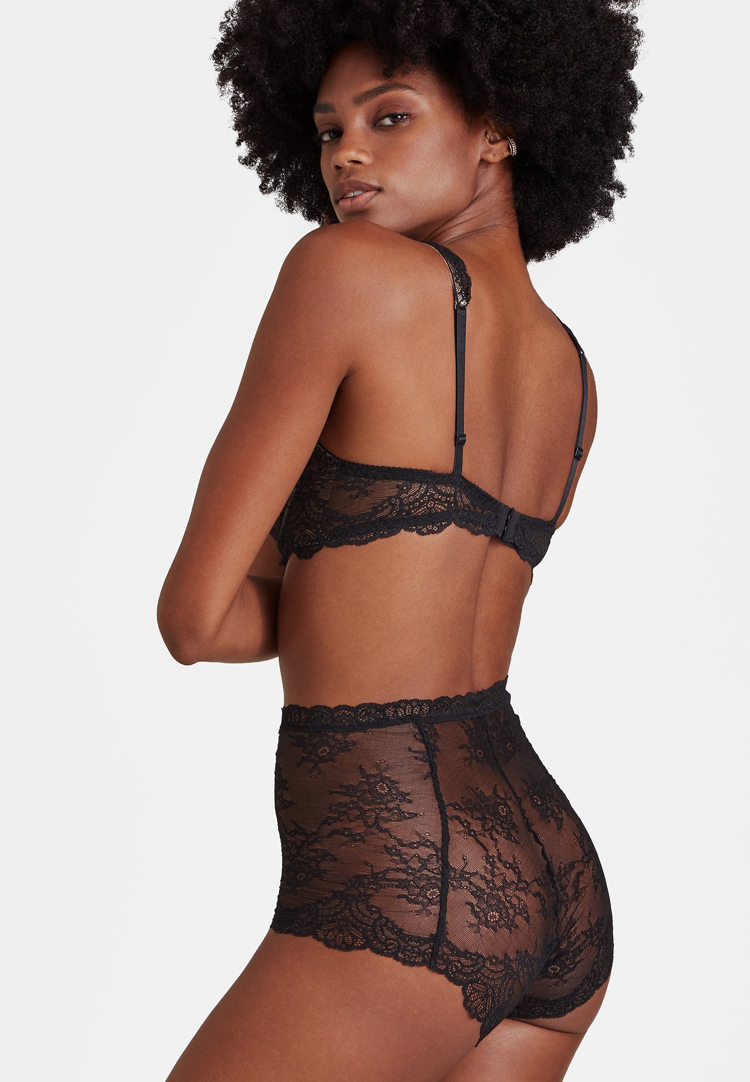 High-waisted lace panties AUBADE Black