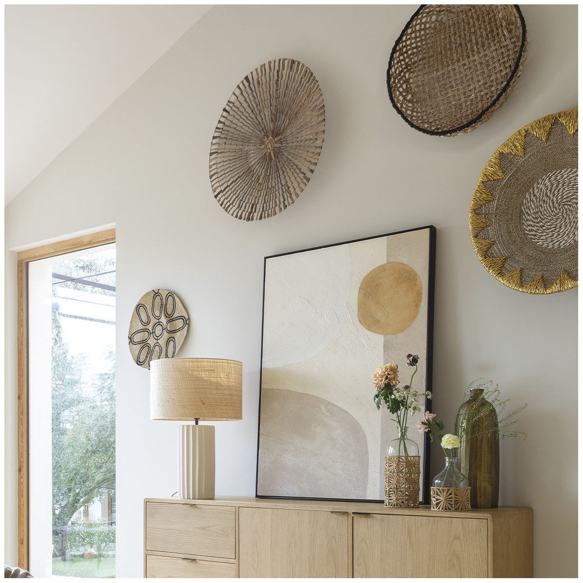 Décoration murale osier naturel BLANC D'IVOIRE Beige