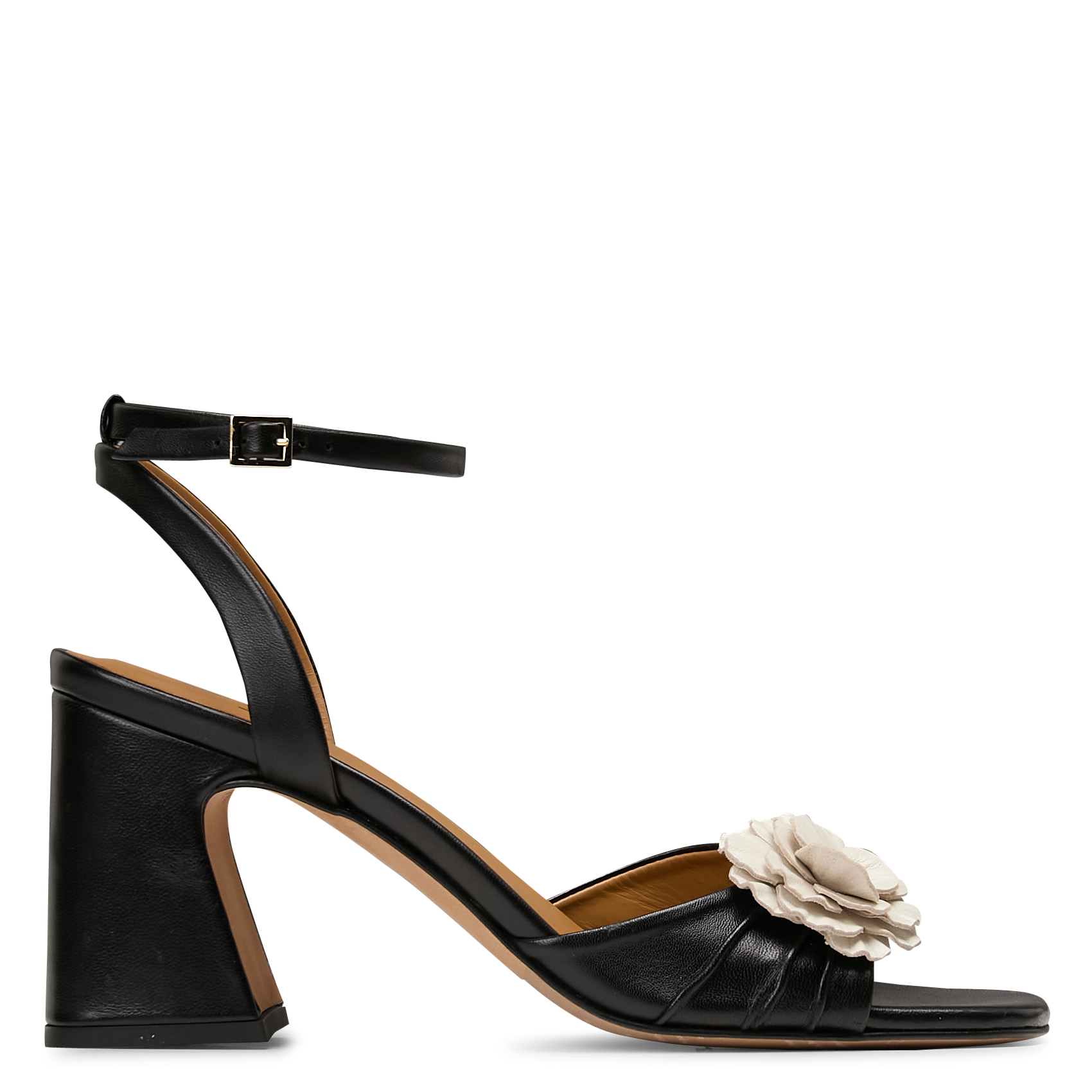 Sandales à talon en cuir BOBBIES Noir