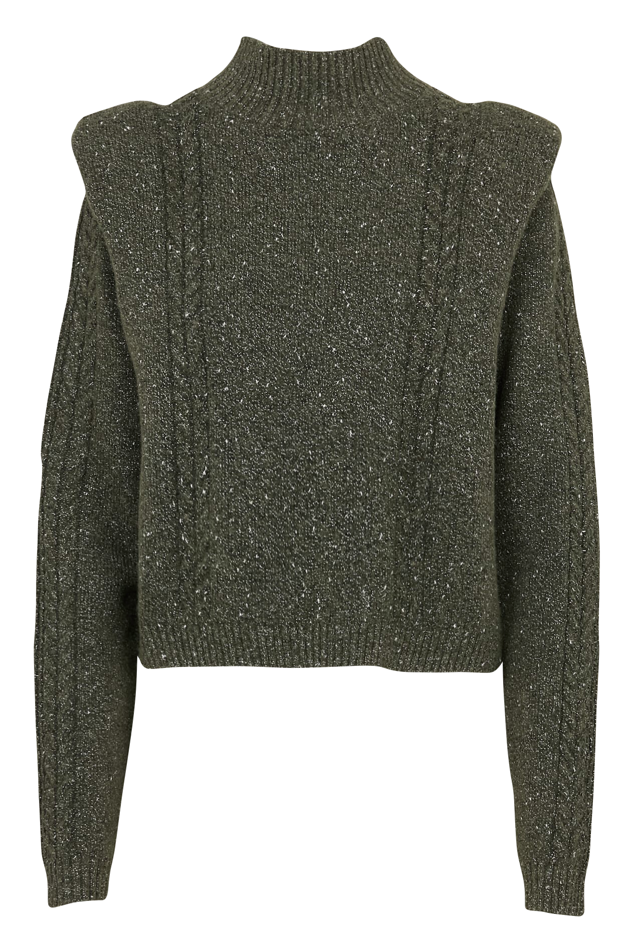 Pull court tressé à détails métallisés IKKS Kaki