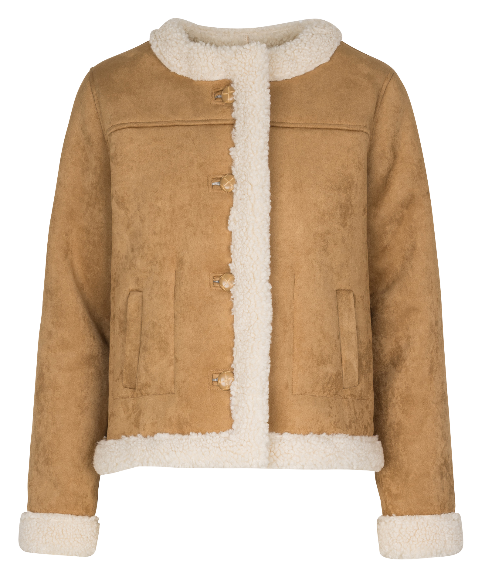 Veste droite boutonnée suédine SUNCOO Beige