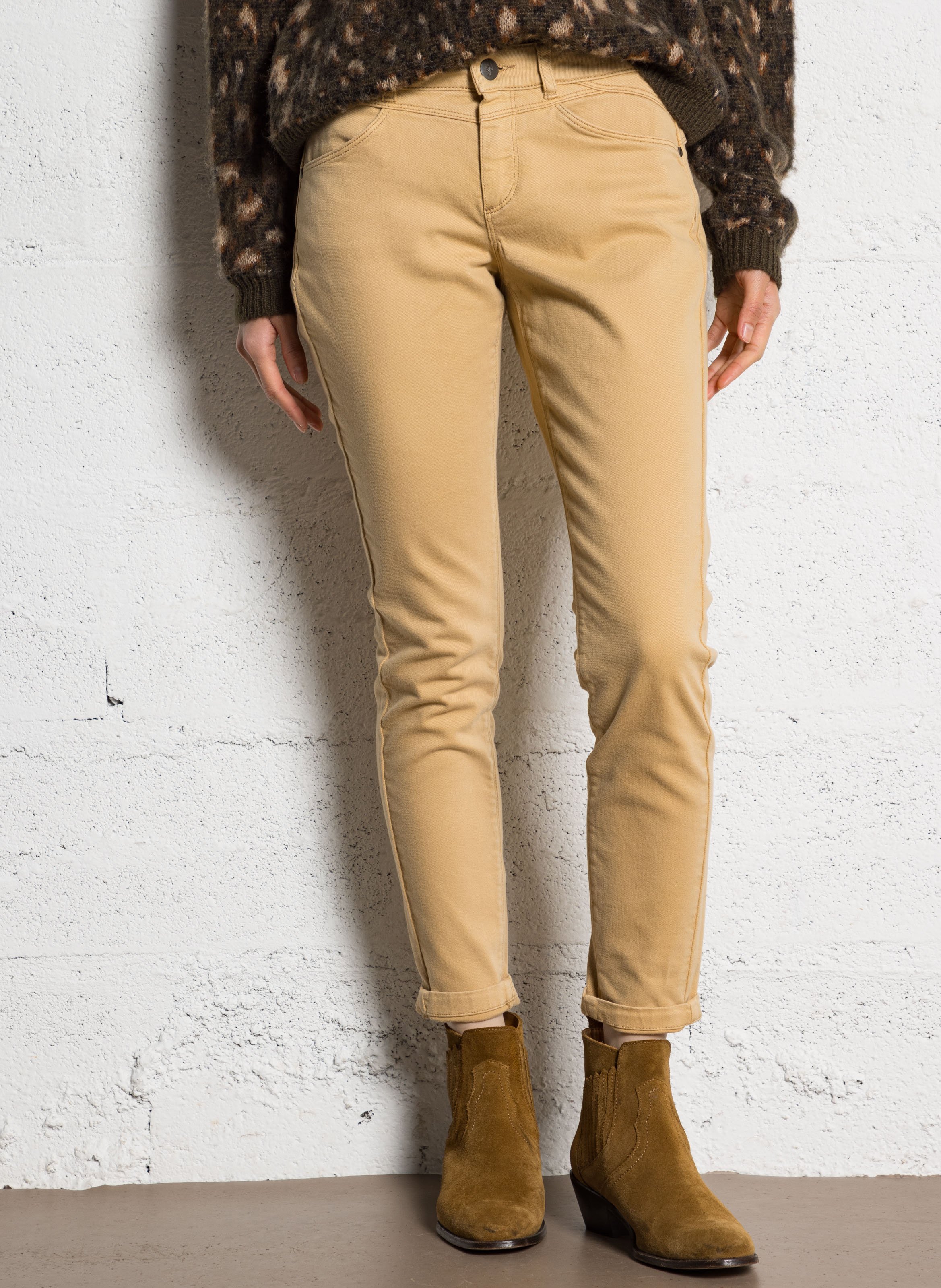 Slim fit jeans effen ONE STEP Bruin