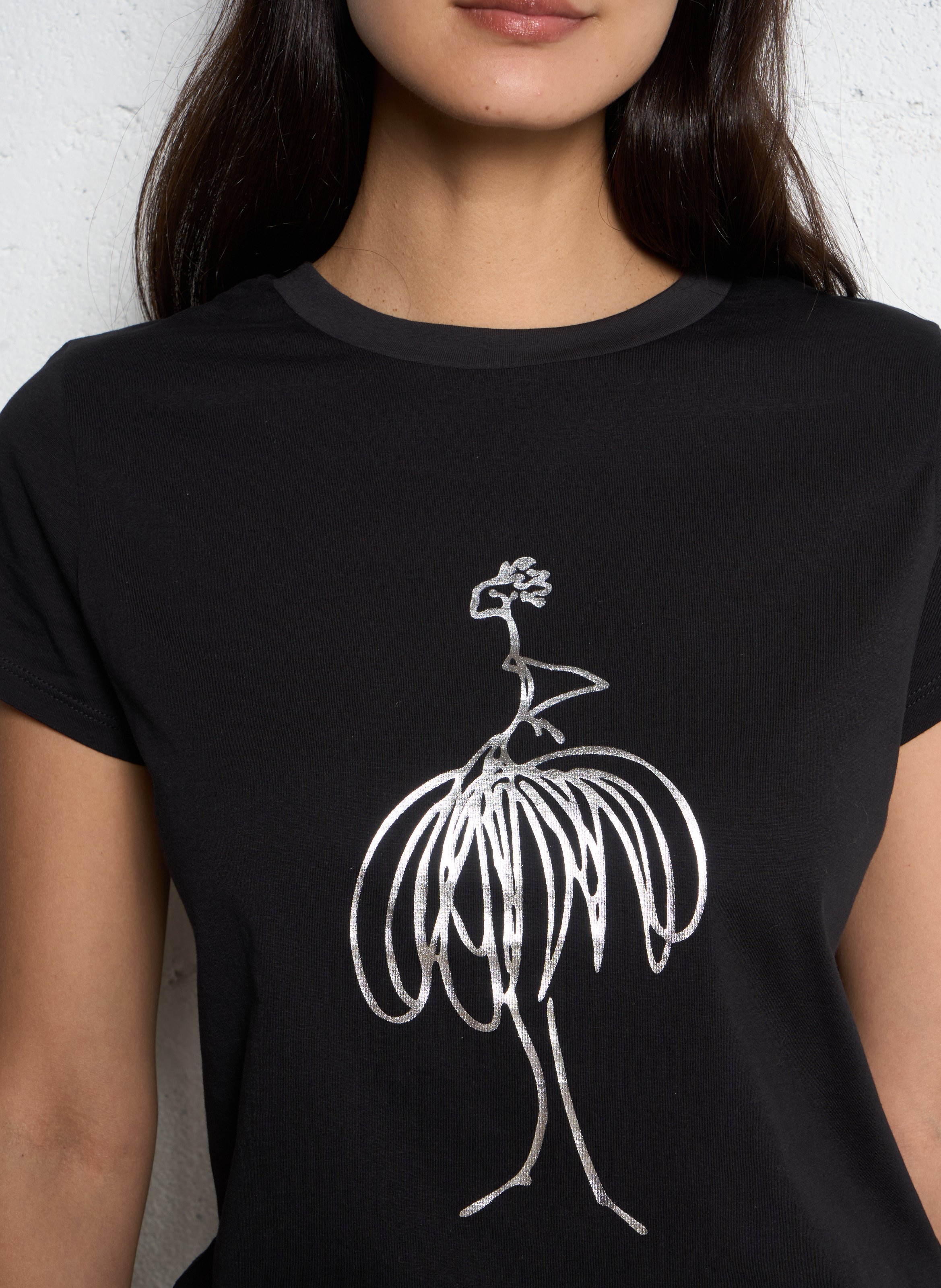 Tee-shirt col rond en coton ONE STEP Noir