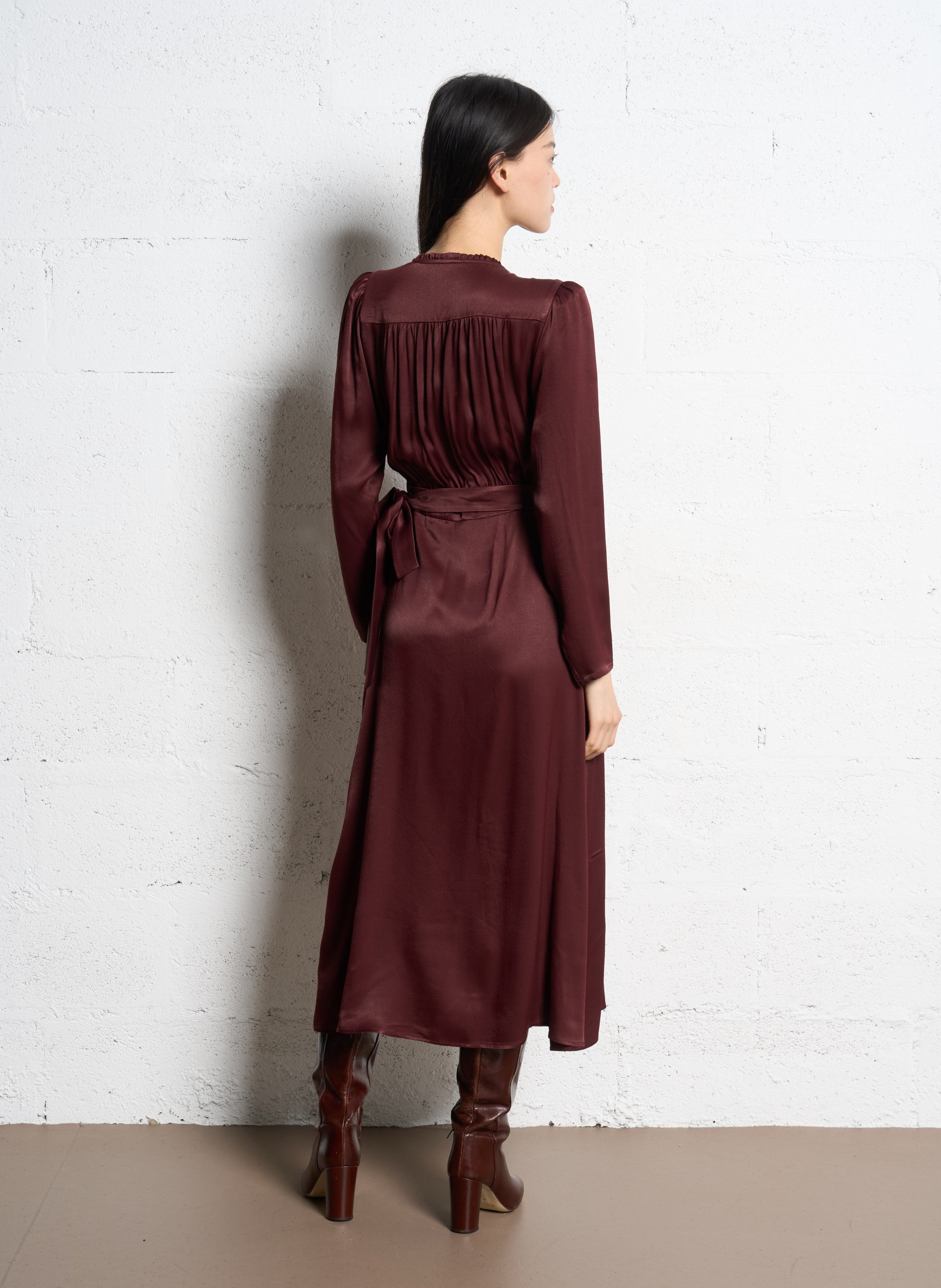 Robe midi cache coeur SUNCOO Prune