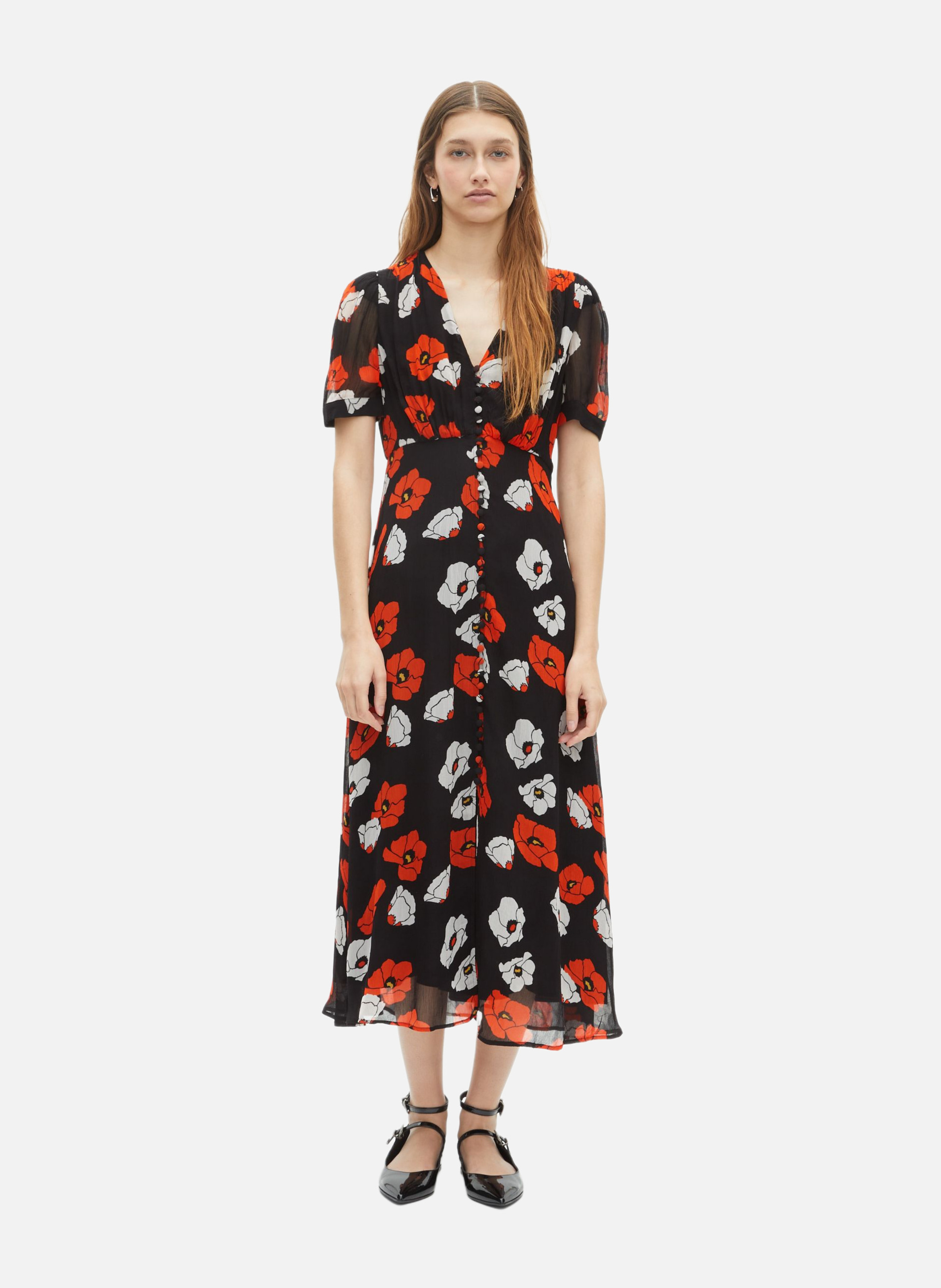Floral print long dress THE KOOPLES Black