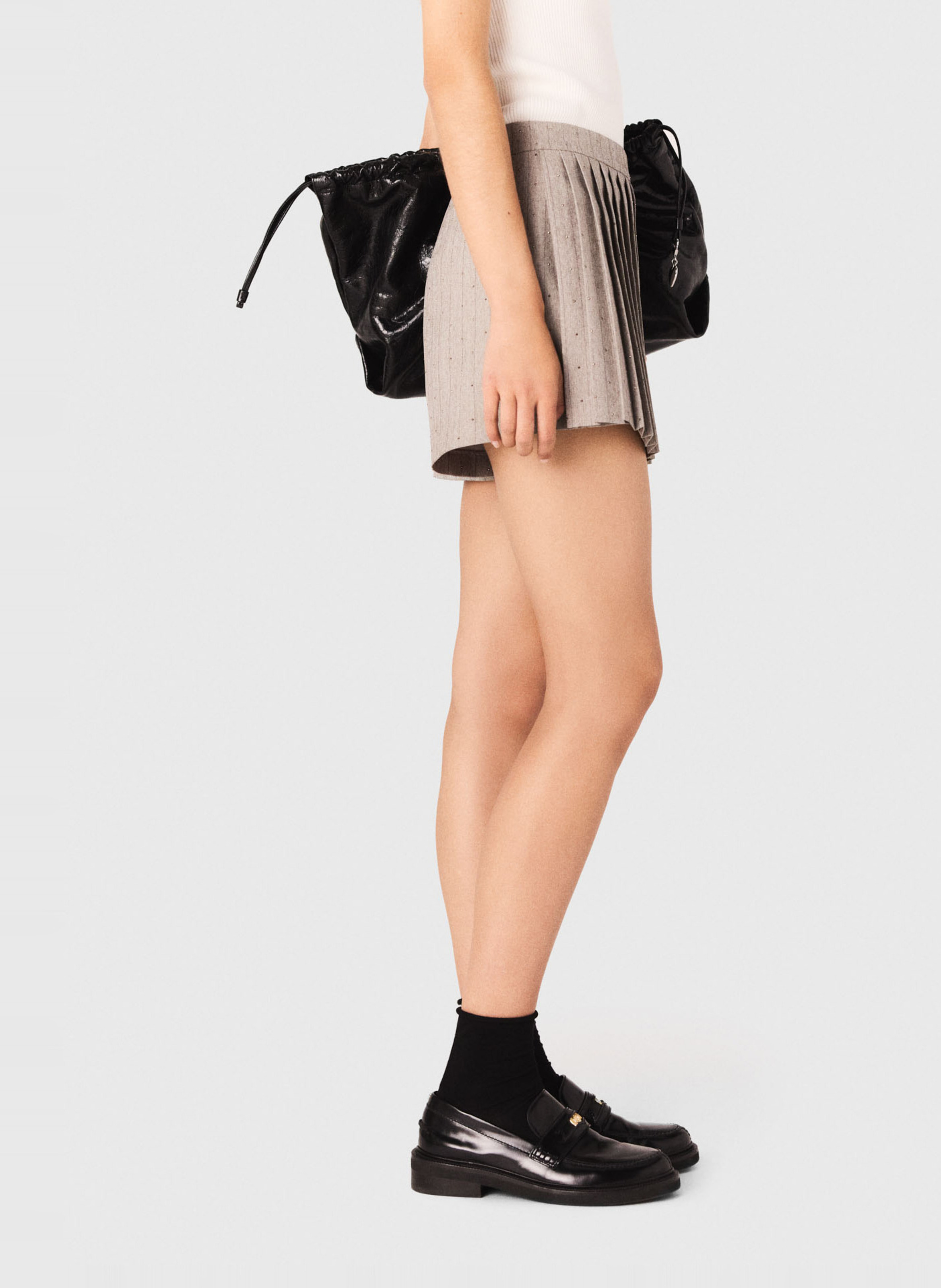 Flared Pleated Mini Skirt MAJE Grey