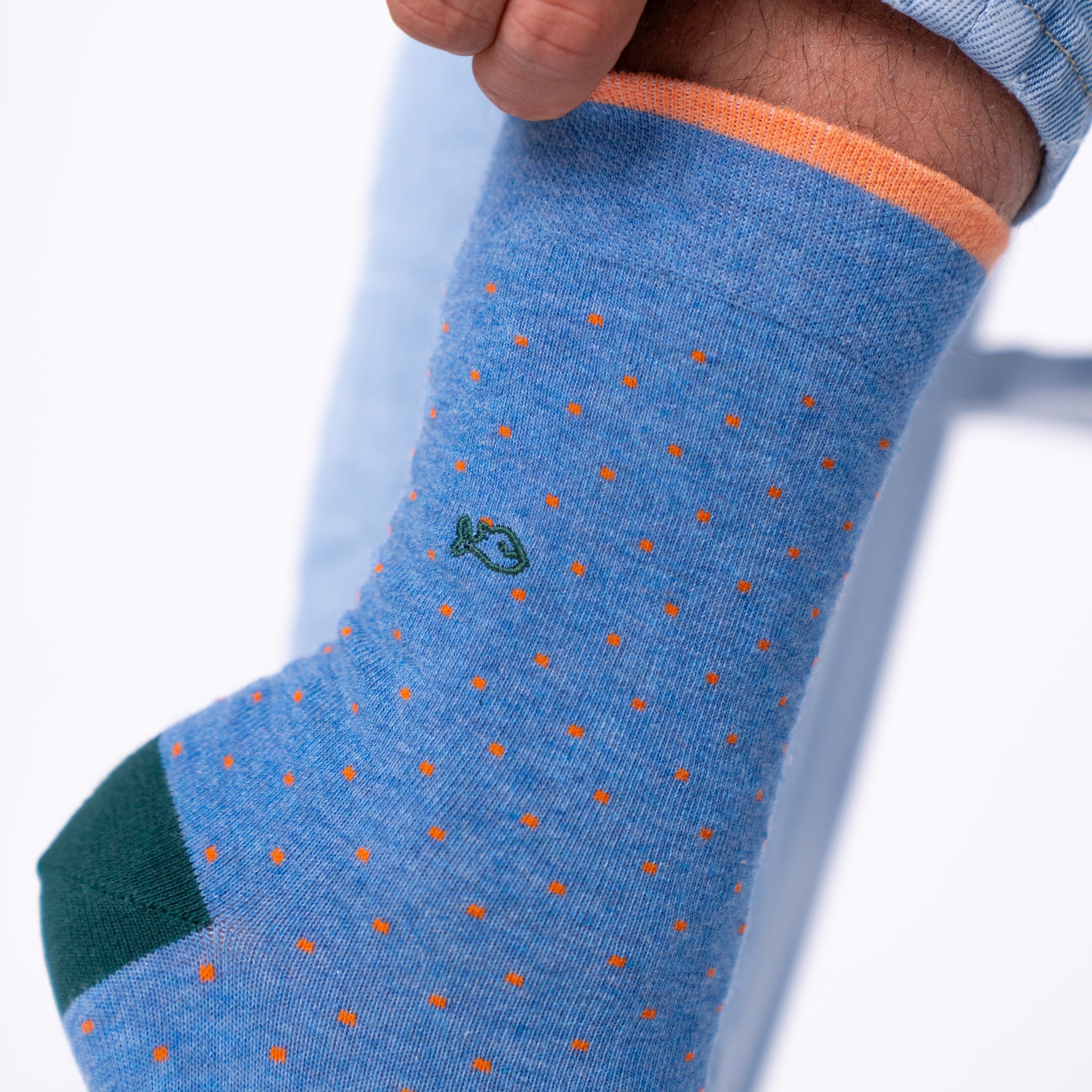 Combed cotton socks with polka dots BILLYBELT Blue