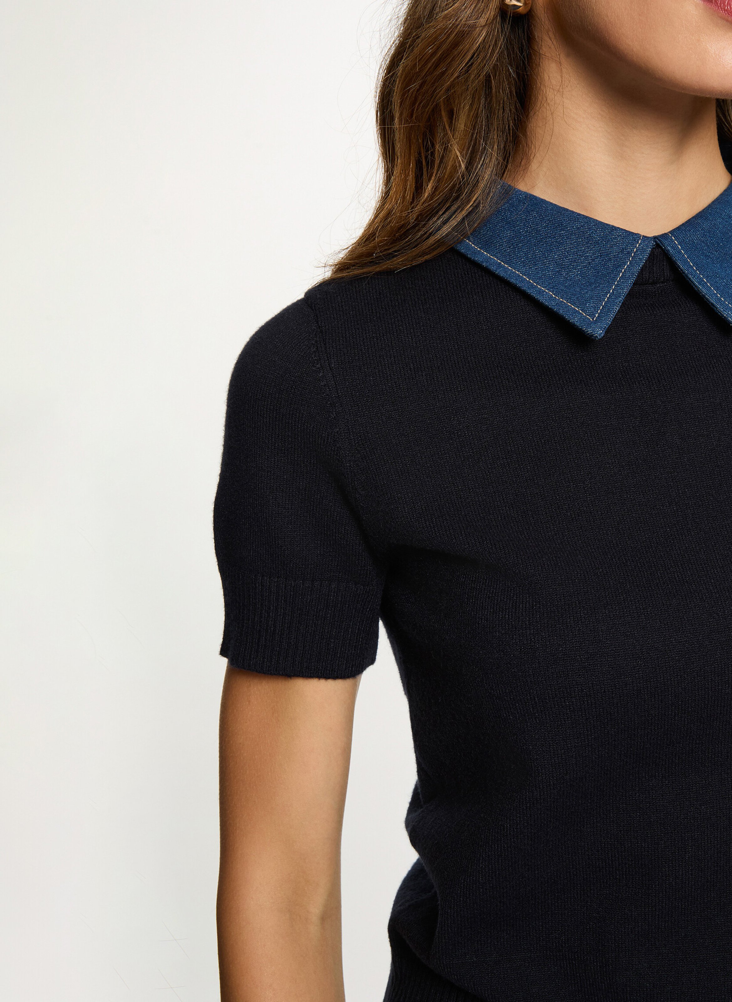 Denim polo neck sweater MORGAN Blue