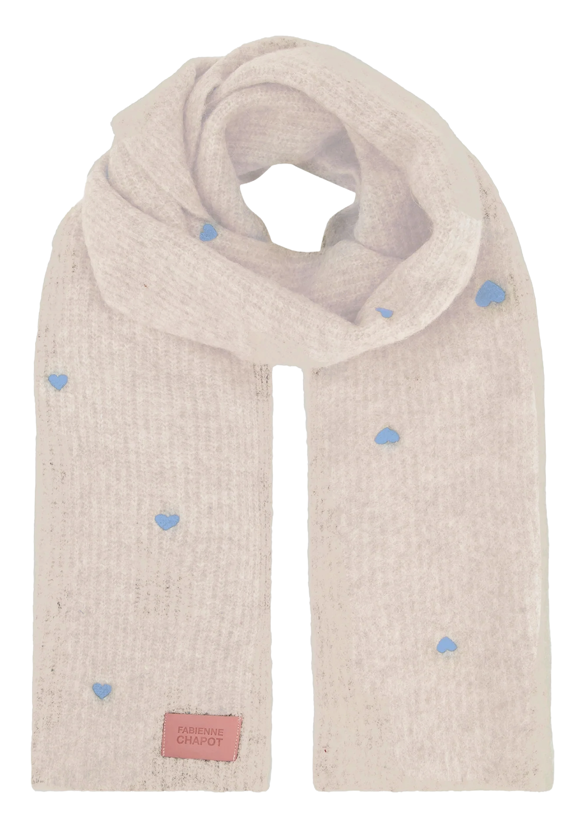 Sjaal met hartjespatroon in breisel FABIENNE CHAPOT Beige