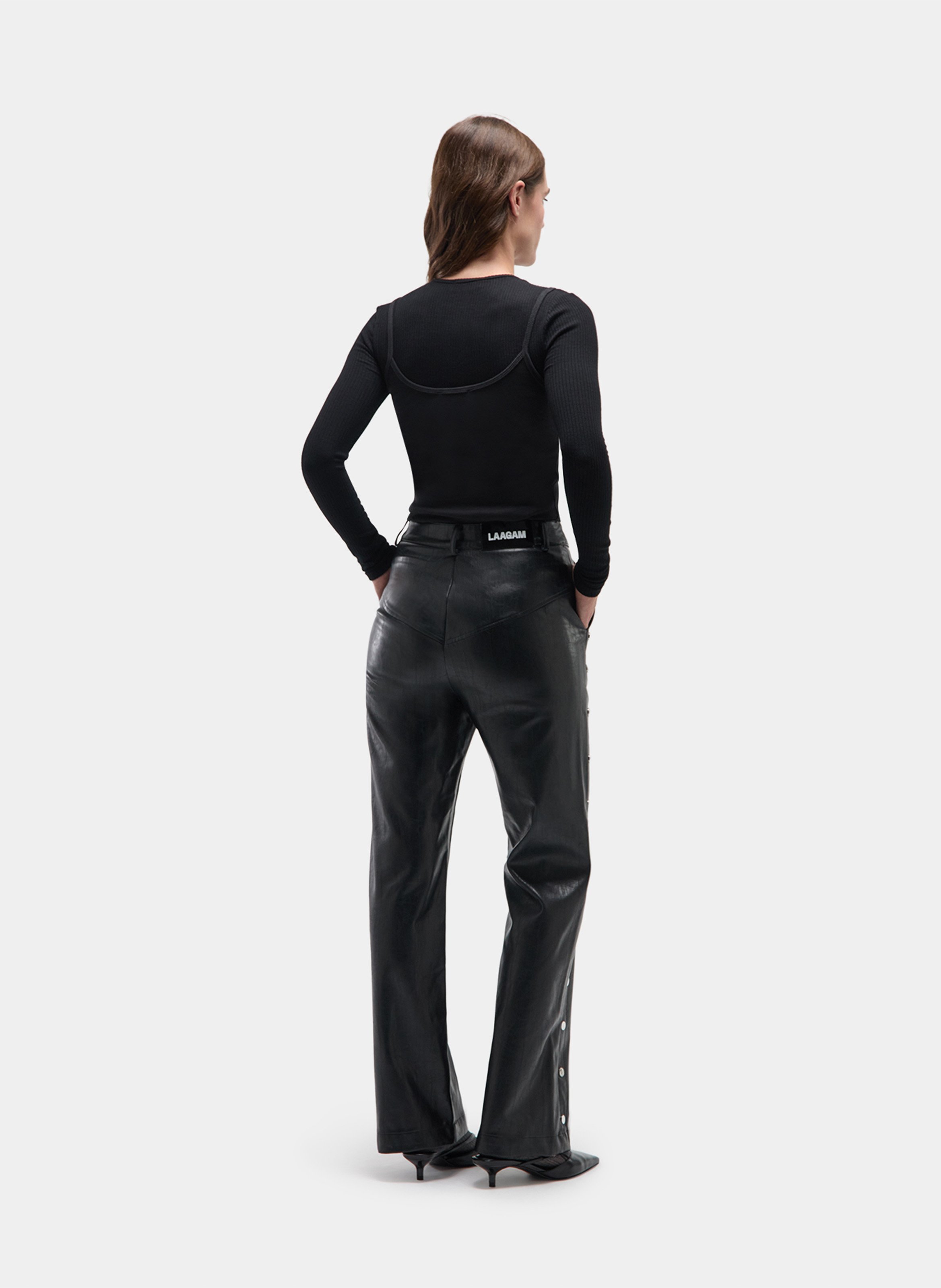 Leather-effect straight-leg pants LAAGAM Black