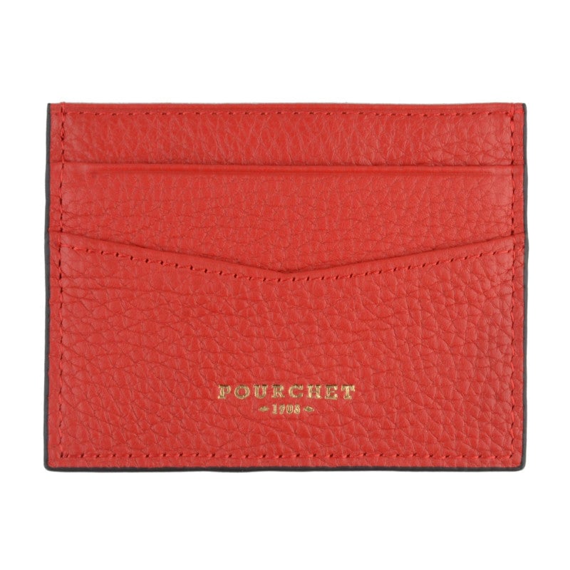 Card holder - cowhide leather POURCHET Red