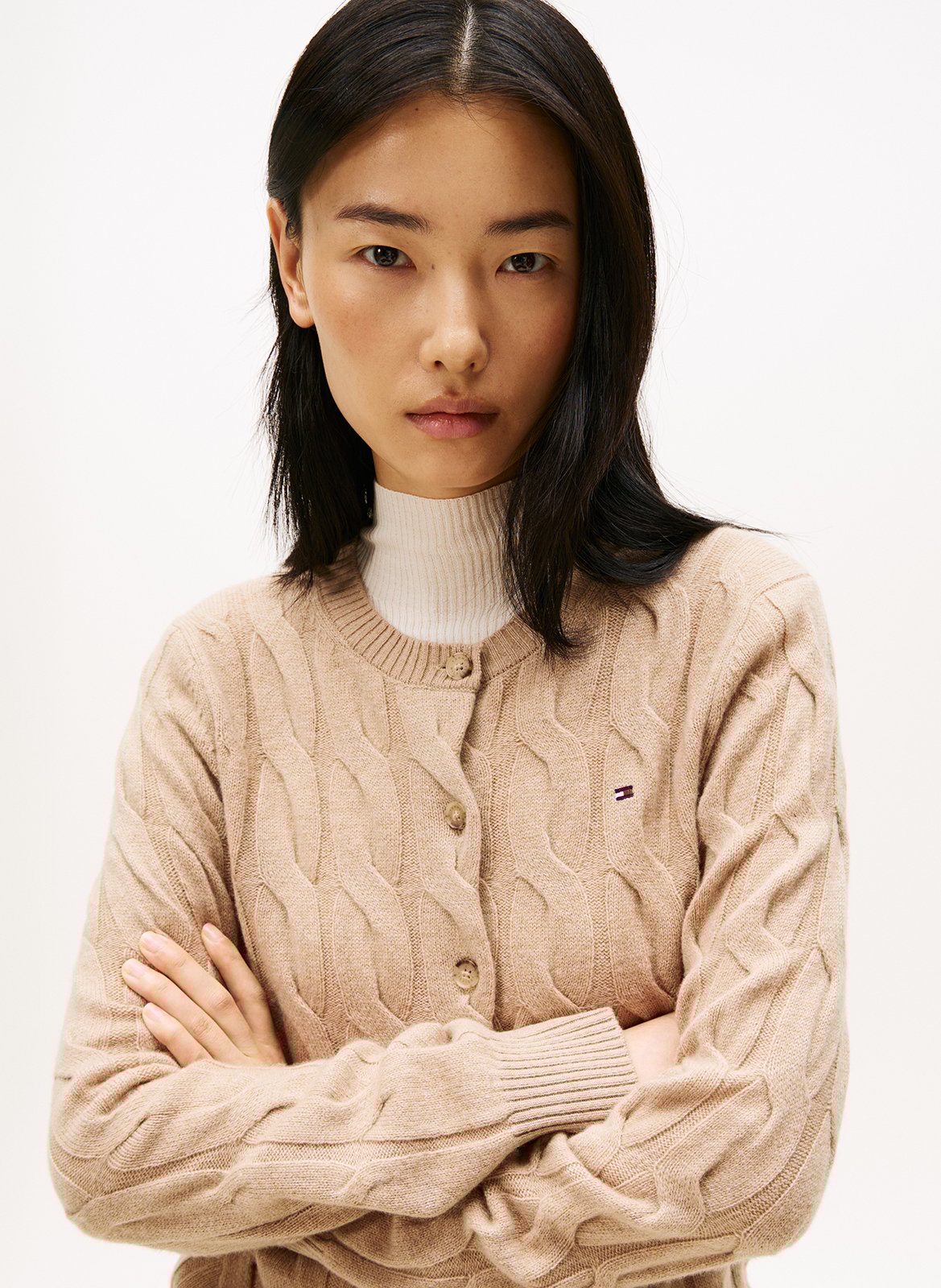 Gilet col rond en laine TOMMY HILFIGER Beige