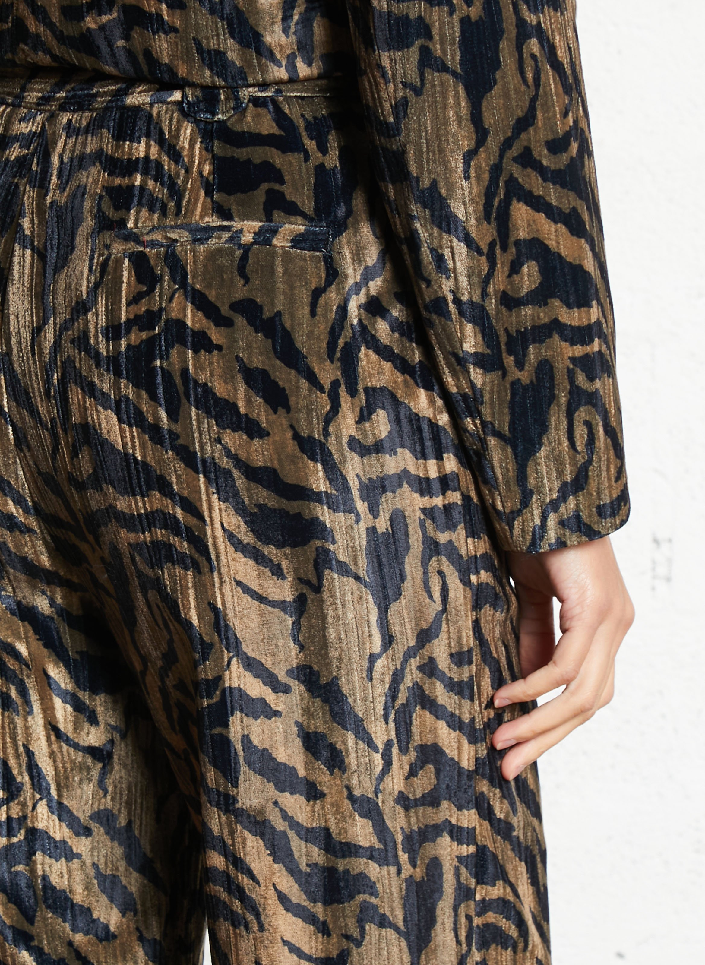 Pantalon large imprimé en velours SEE U SOON Kaki