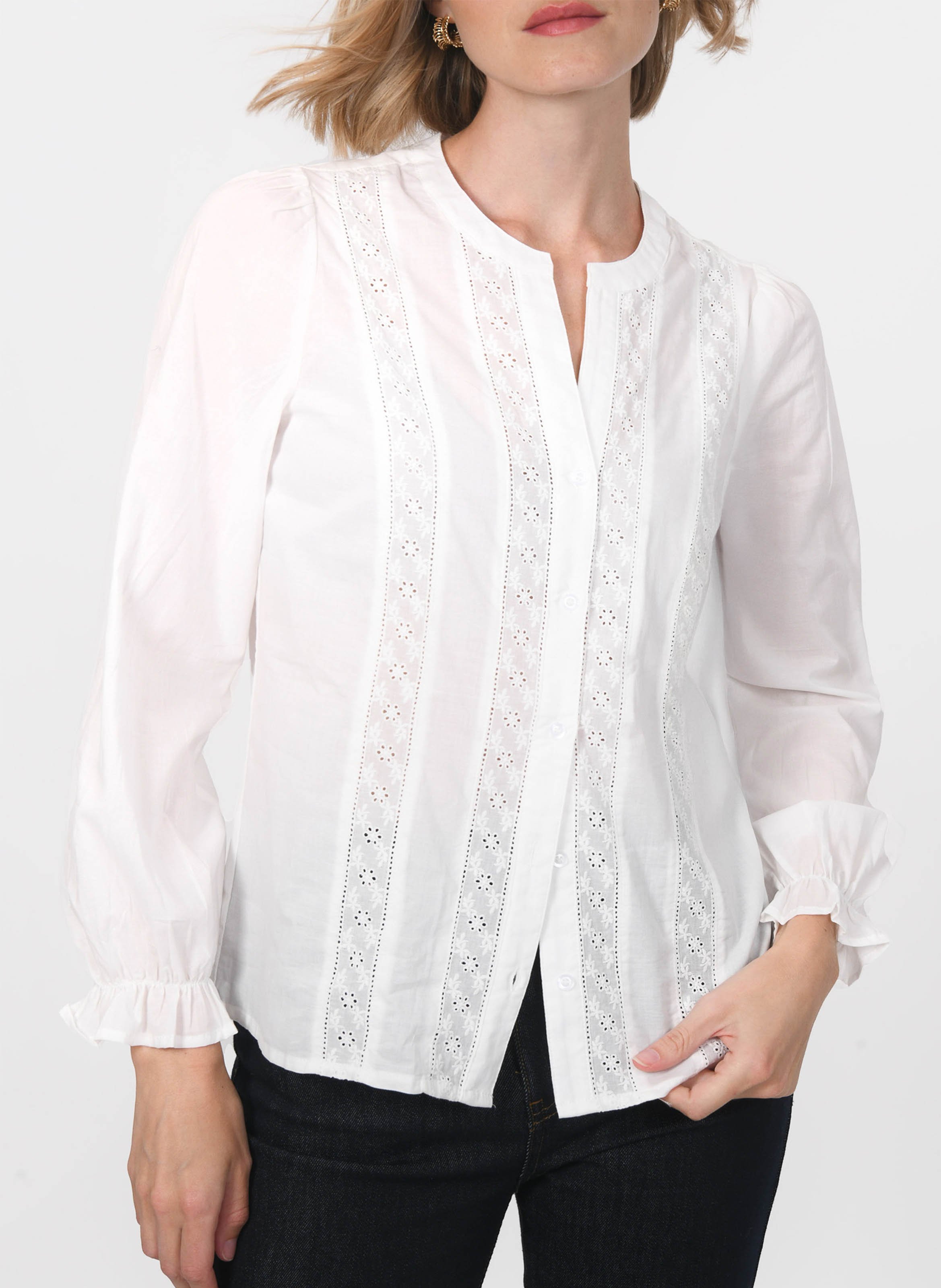 Chemise col rond en coton KOOKAI White