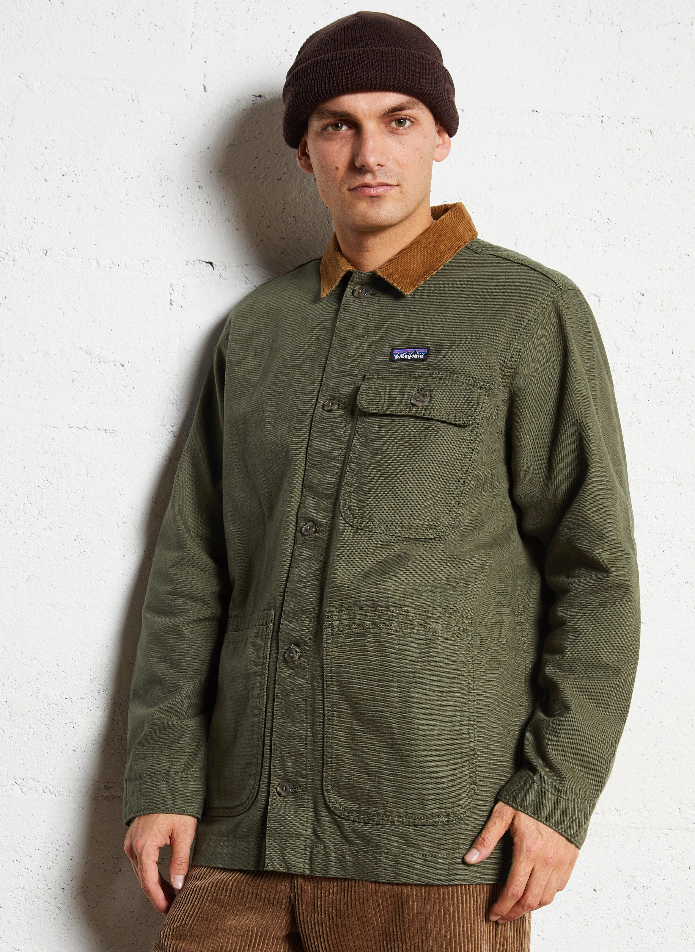 Jacket with classic collar in organic cotton PATAGONIA Green