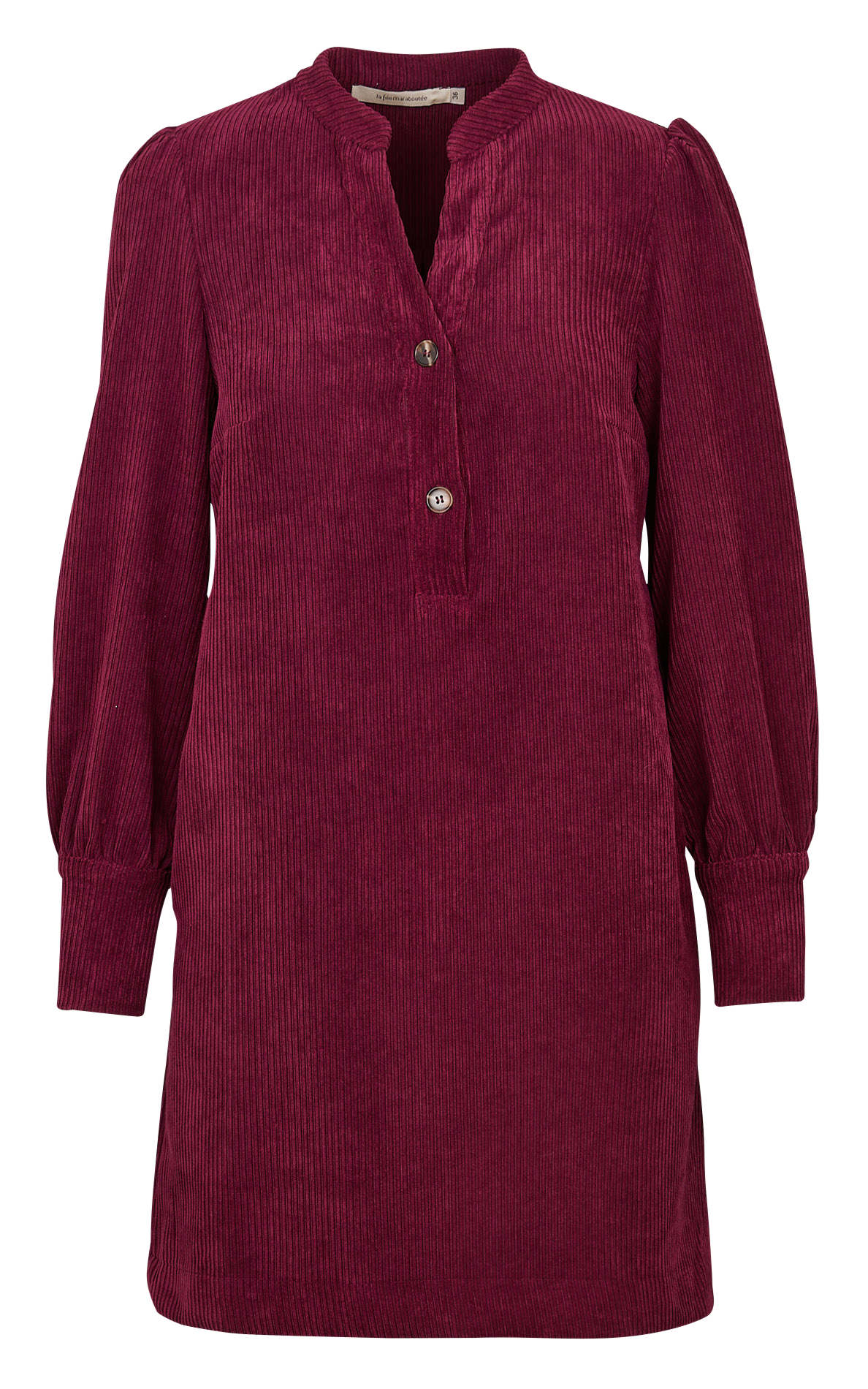 Robe courte droite col tunisien LA FEE MARABOUTEE Marron