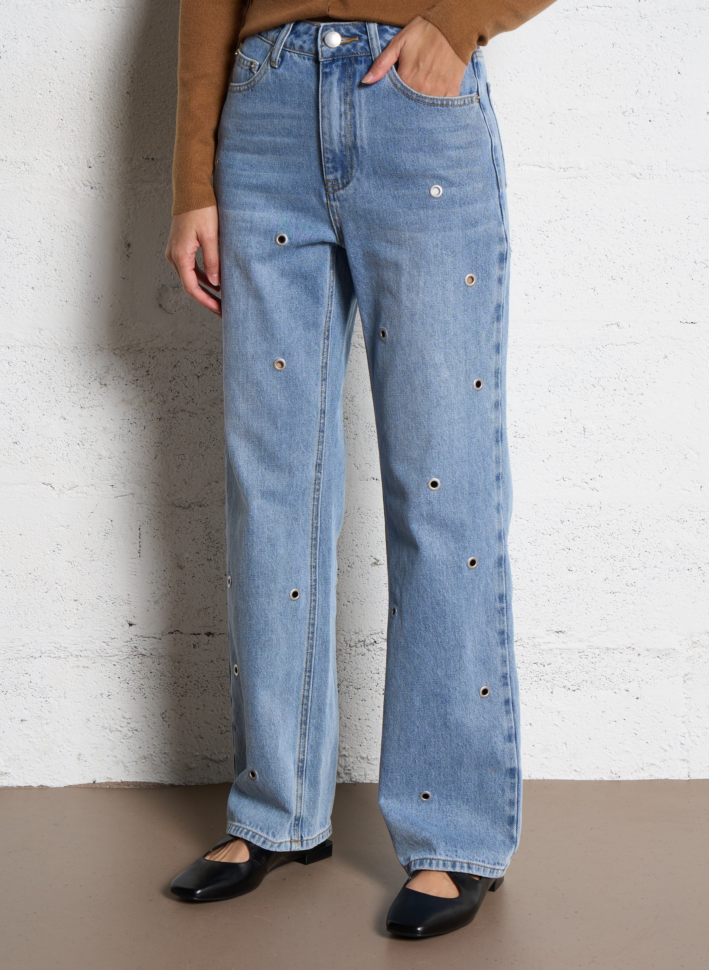 Jean droit en coton SUNCOO Bleu