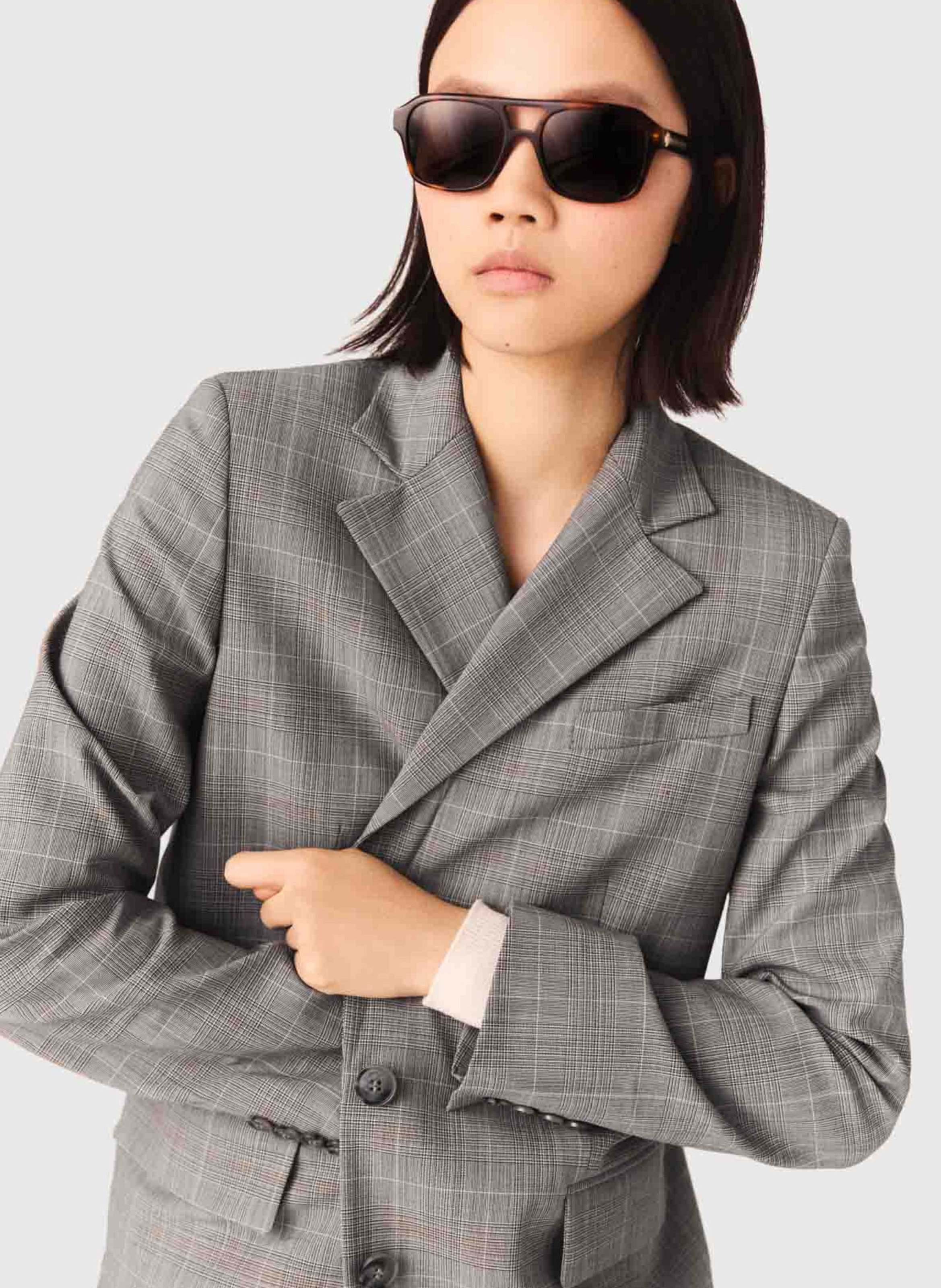 Veste col tailleur en laine mélangée MAJE Gris
