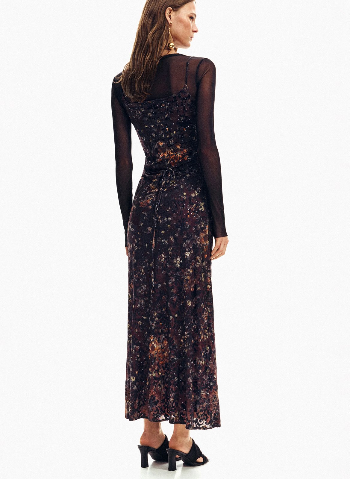 Langes Kleid mit Rundhalsausschnitt DESIGUAL Schwarz