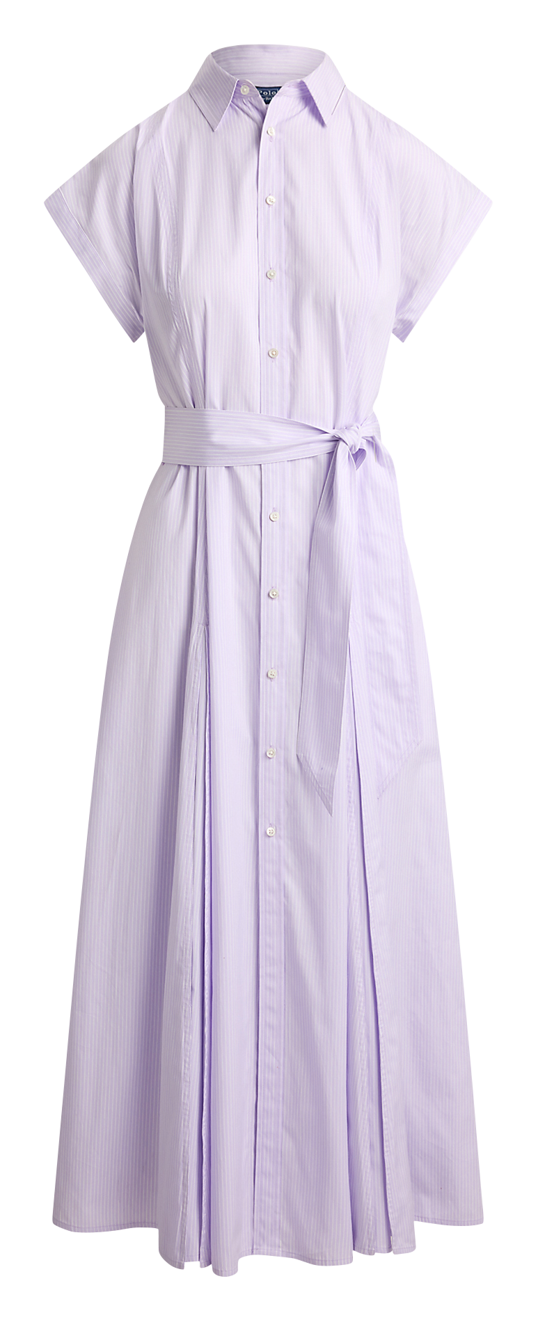 Langes Baumwollkleid mit klassischem Kragen POLO RALPH LAUREN Violett