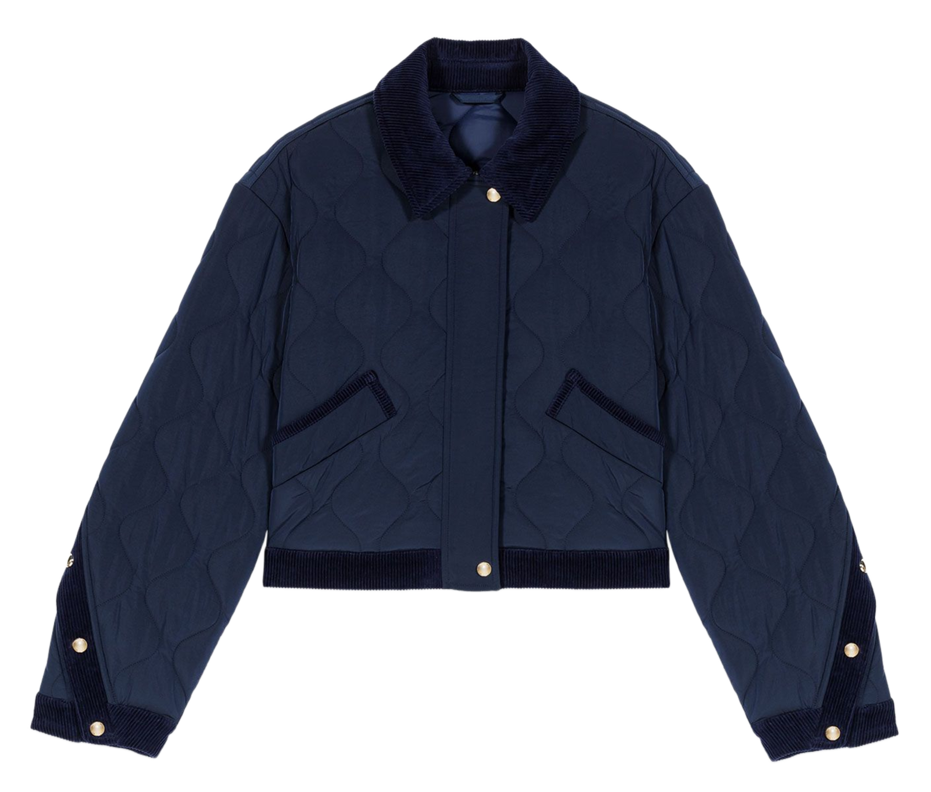 Veste matelassée à détails velours MAJE Bleu