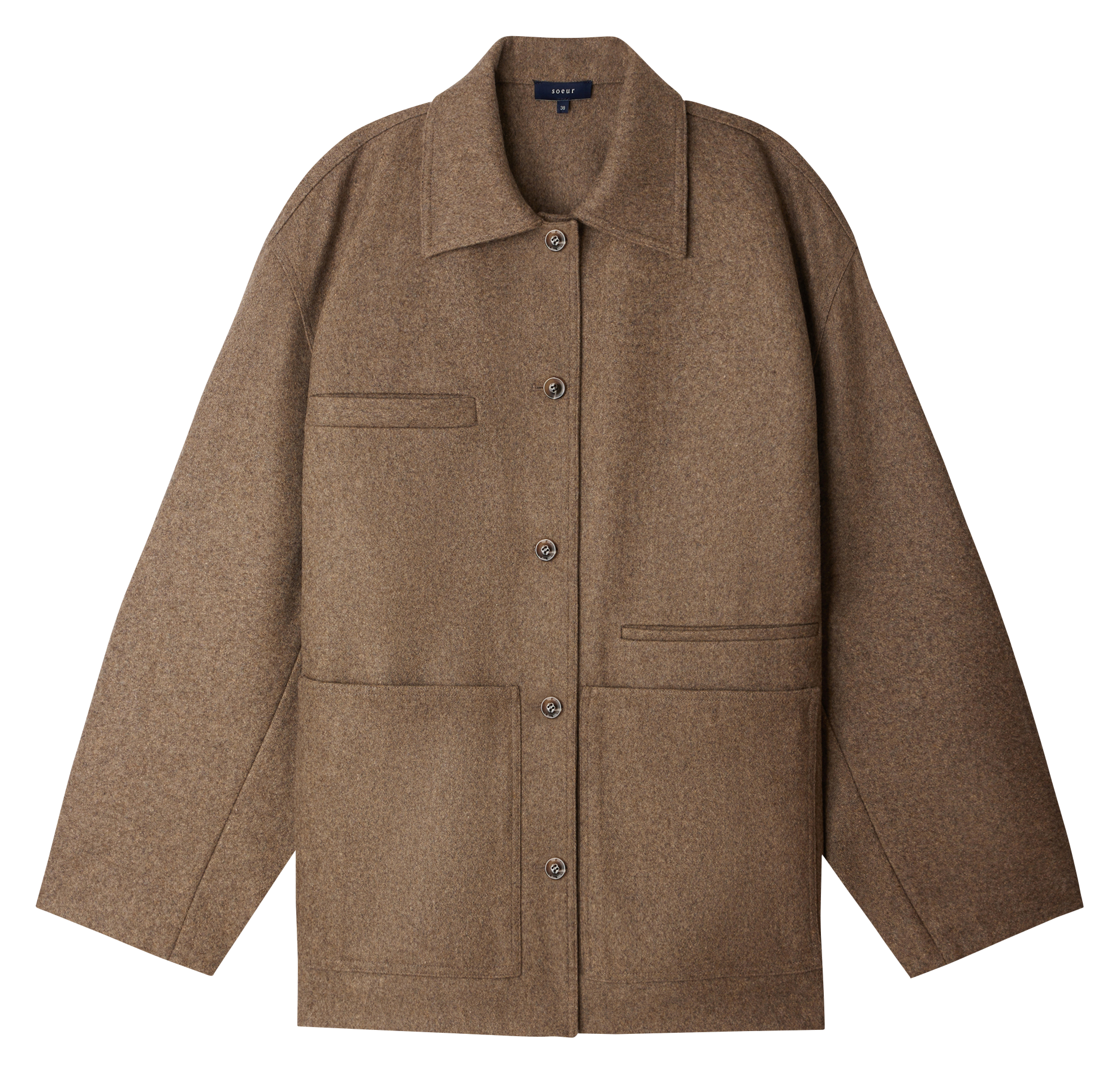Katoenen jack met klassieke kraag SOEUR Bruin