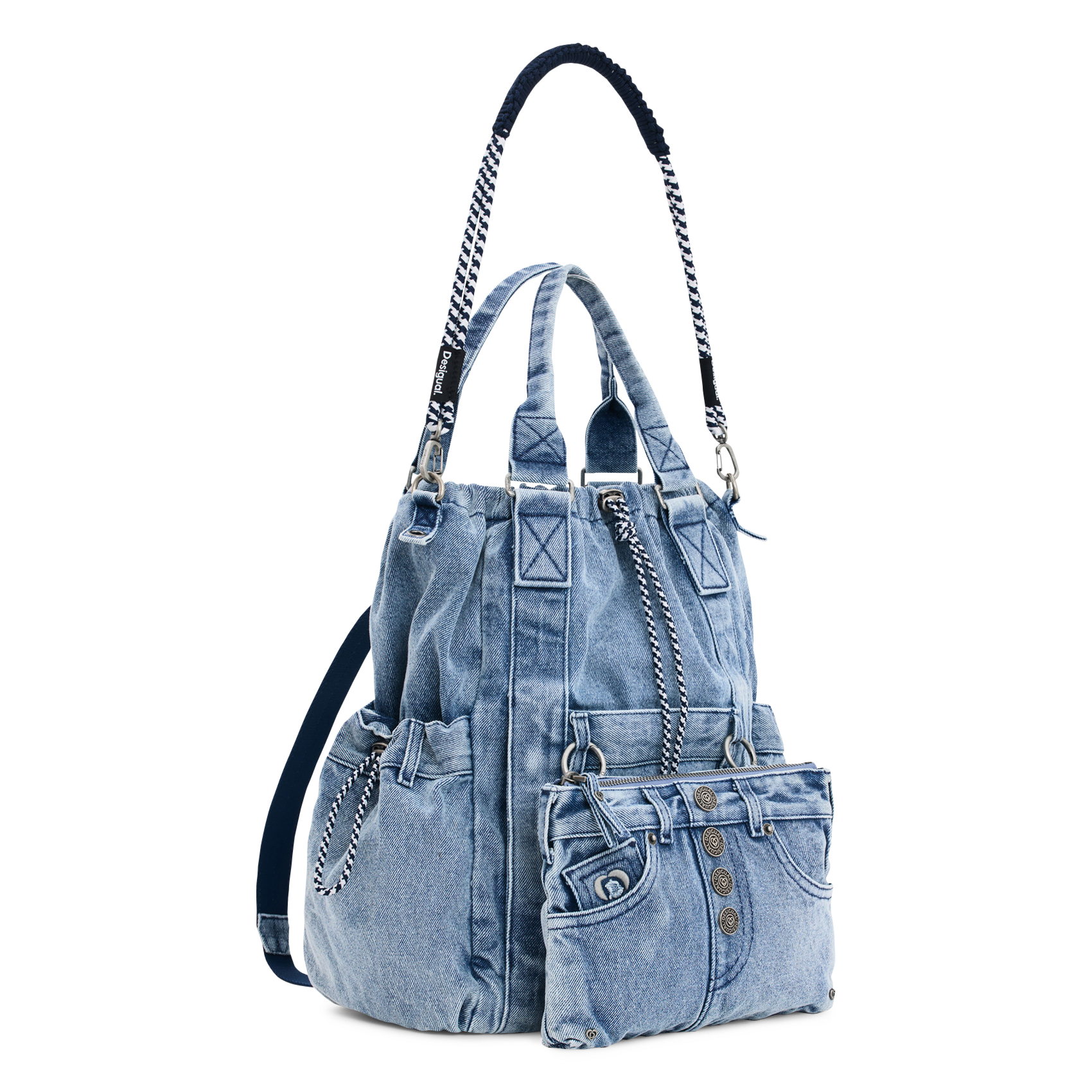 Large denim backpack DESIGUAL Blue
