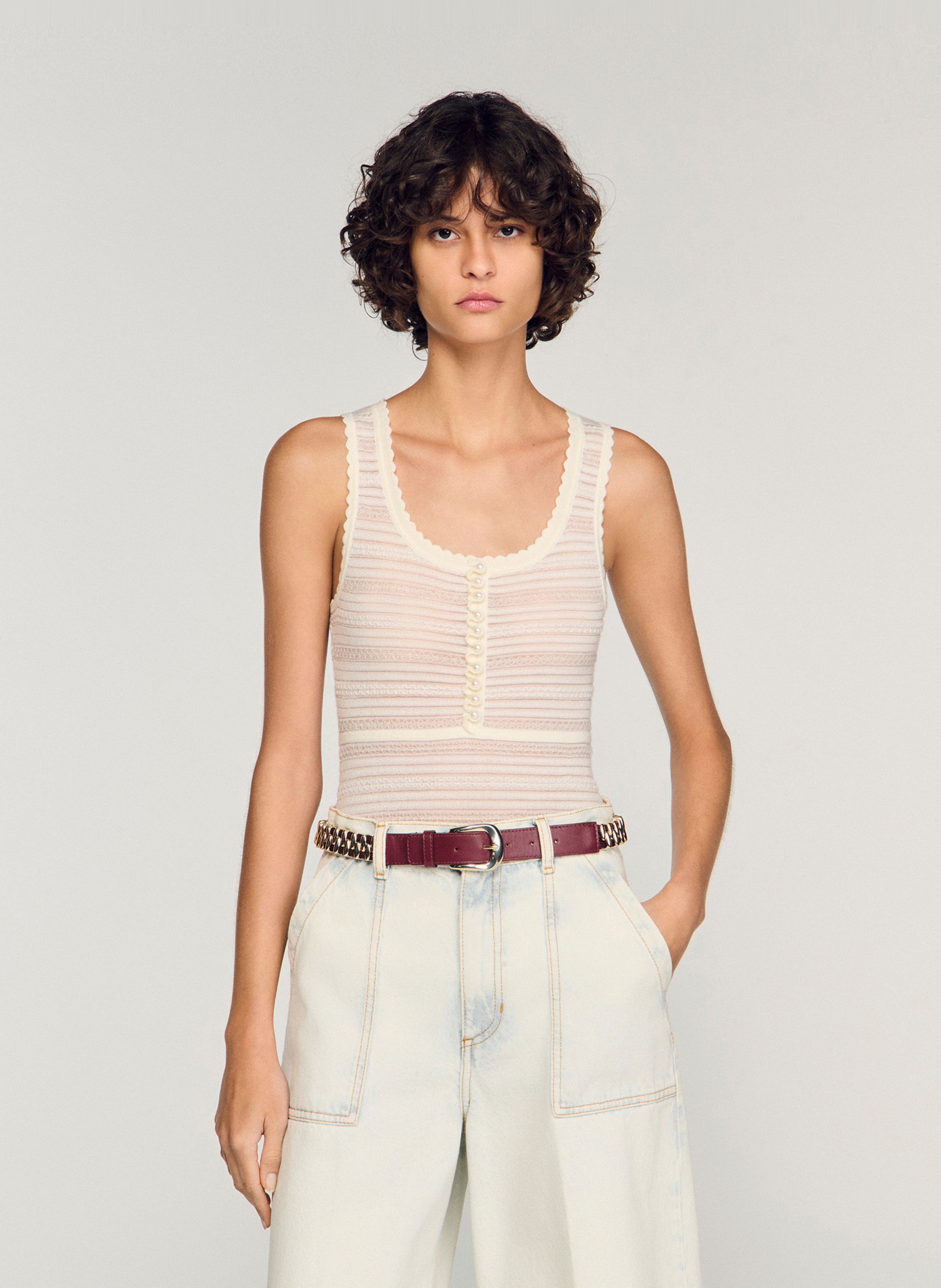 Body en maille en laine mélangée SANDRO Beige