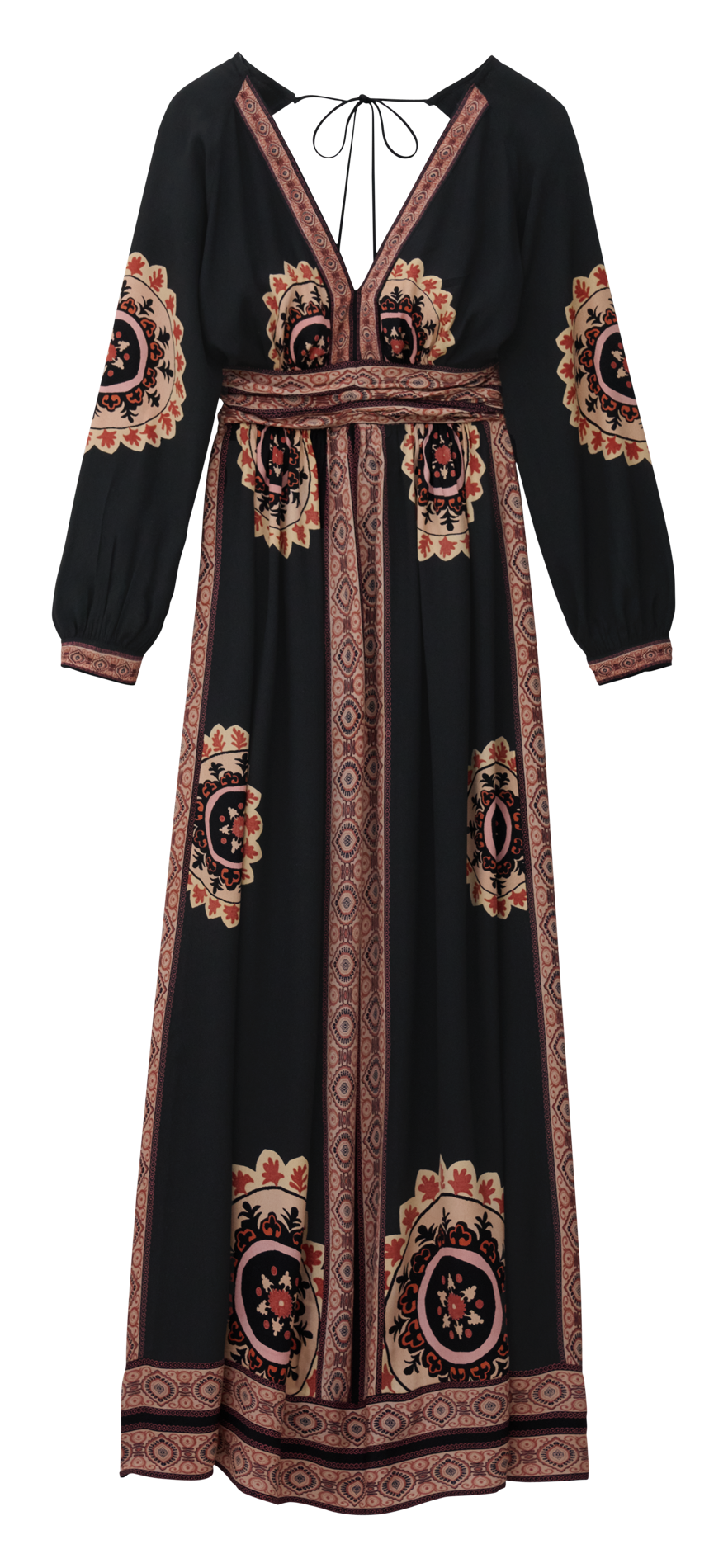 Robe longue ample col V imprimée BA&SH Noir