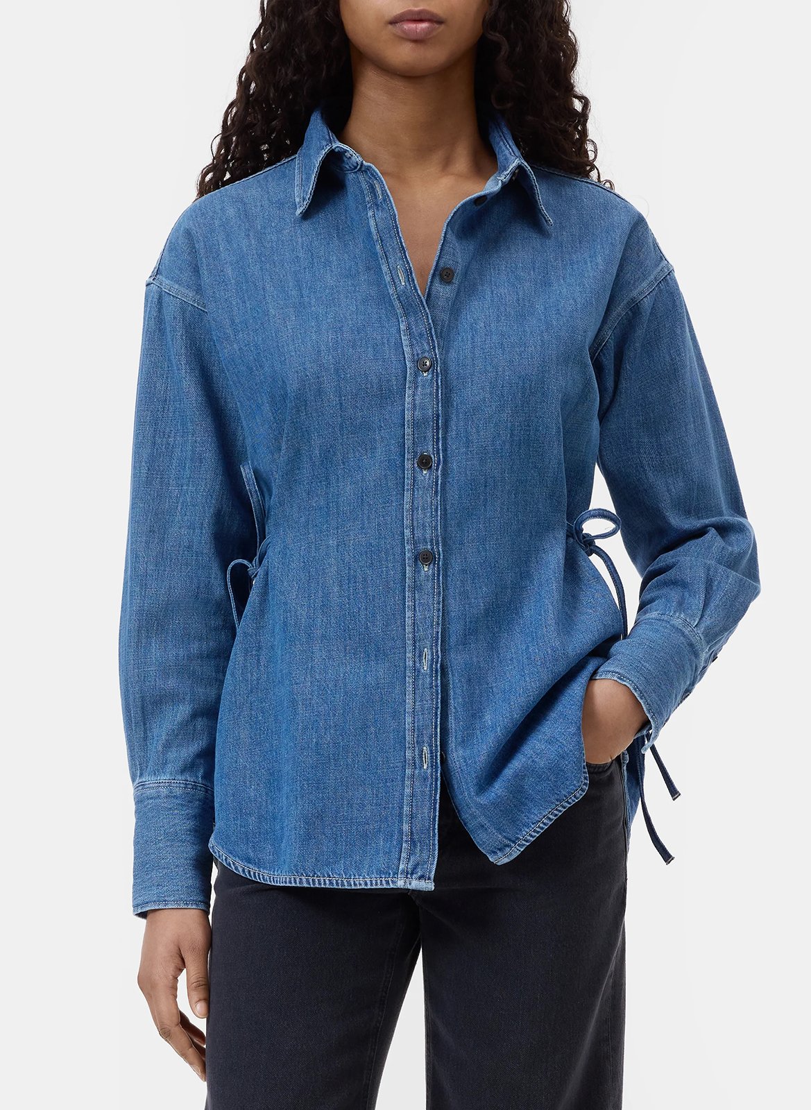 Chemise col classique en coton bio mélangé CLOSED Bleu