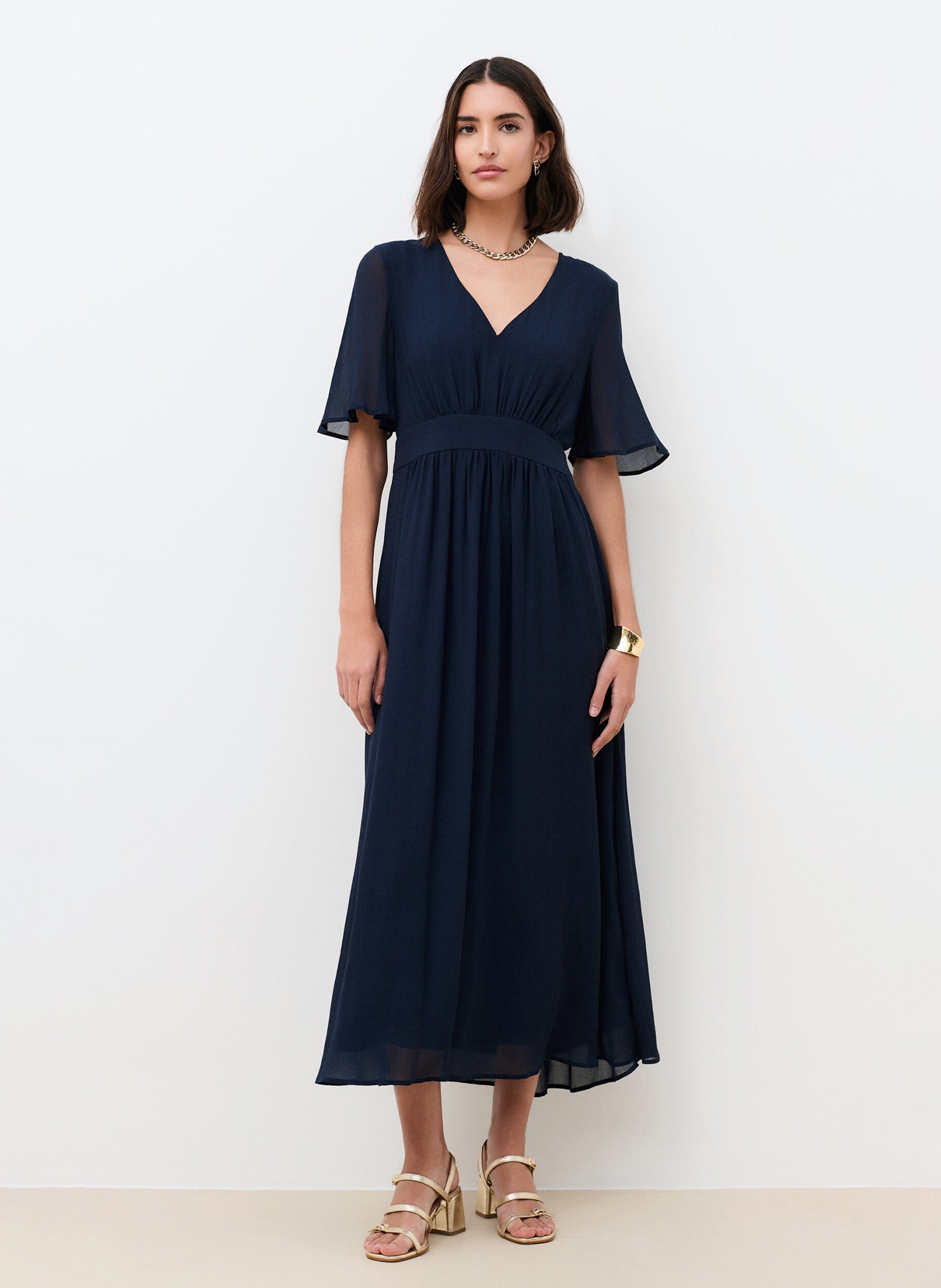 Robe longue col V CAROLL