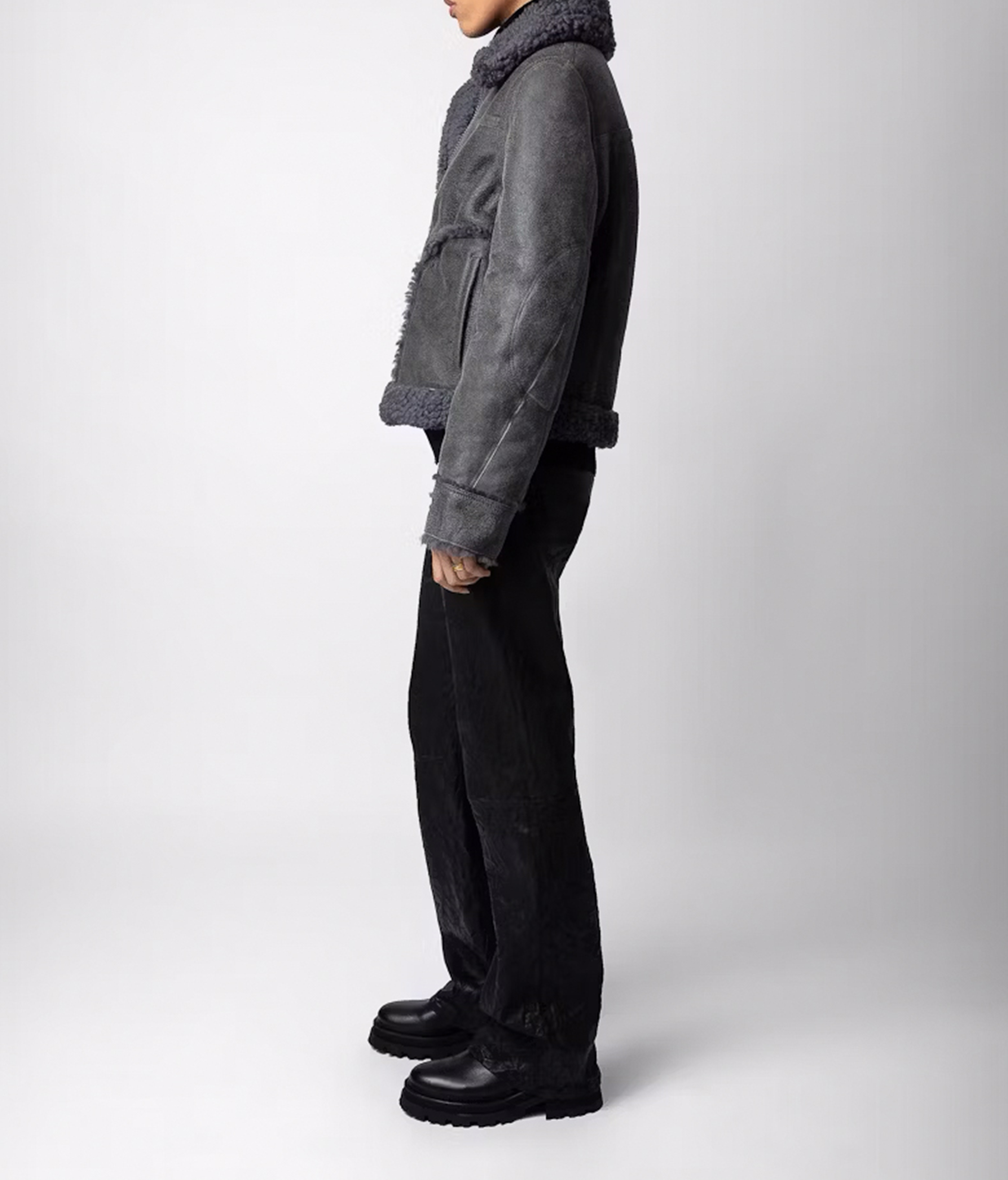 Worn leather aviator jacket ZADIG&VOLTAIRE Grey