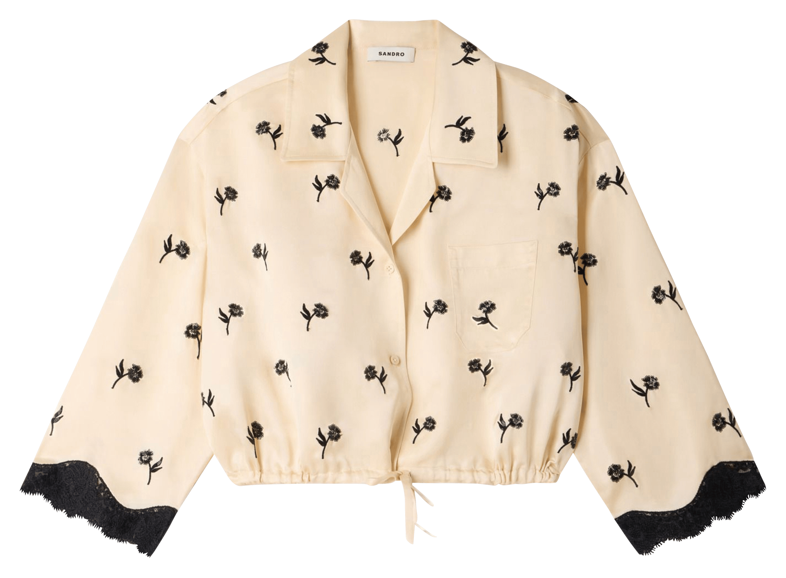 Gedrukte top met klassieke kraag SANDRO Beige