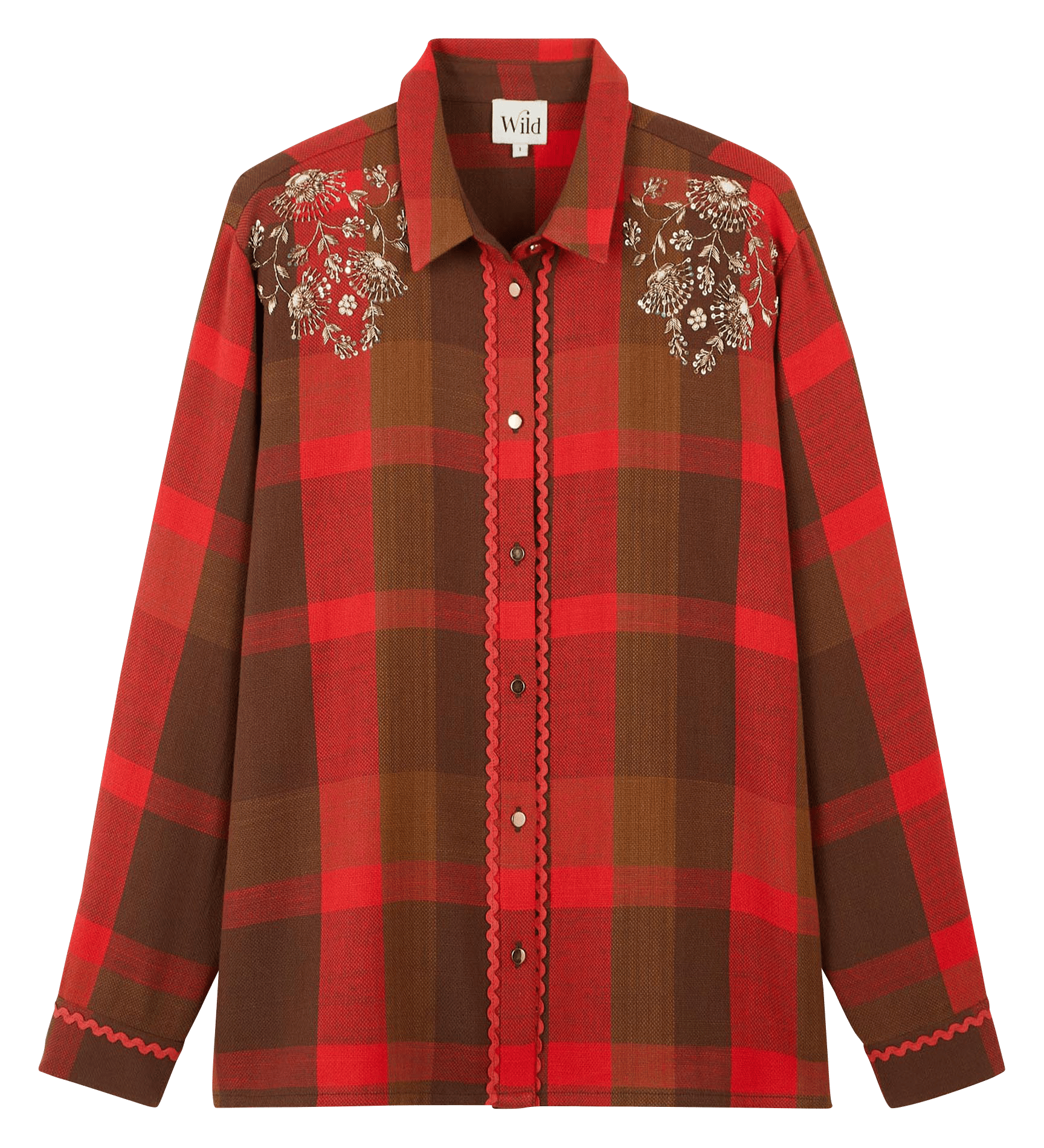 Chemise col classique en coton  WILD Rouge