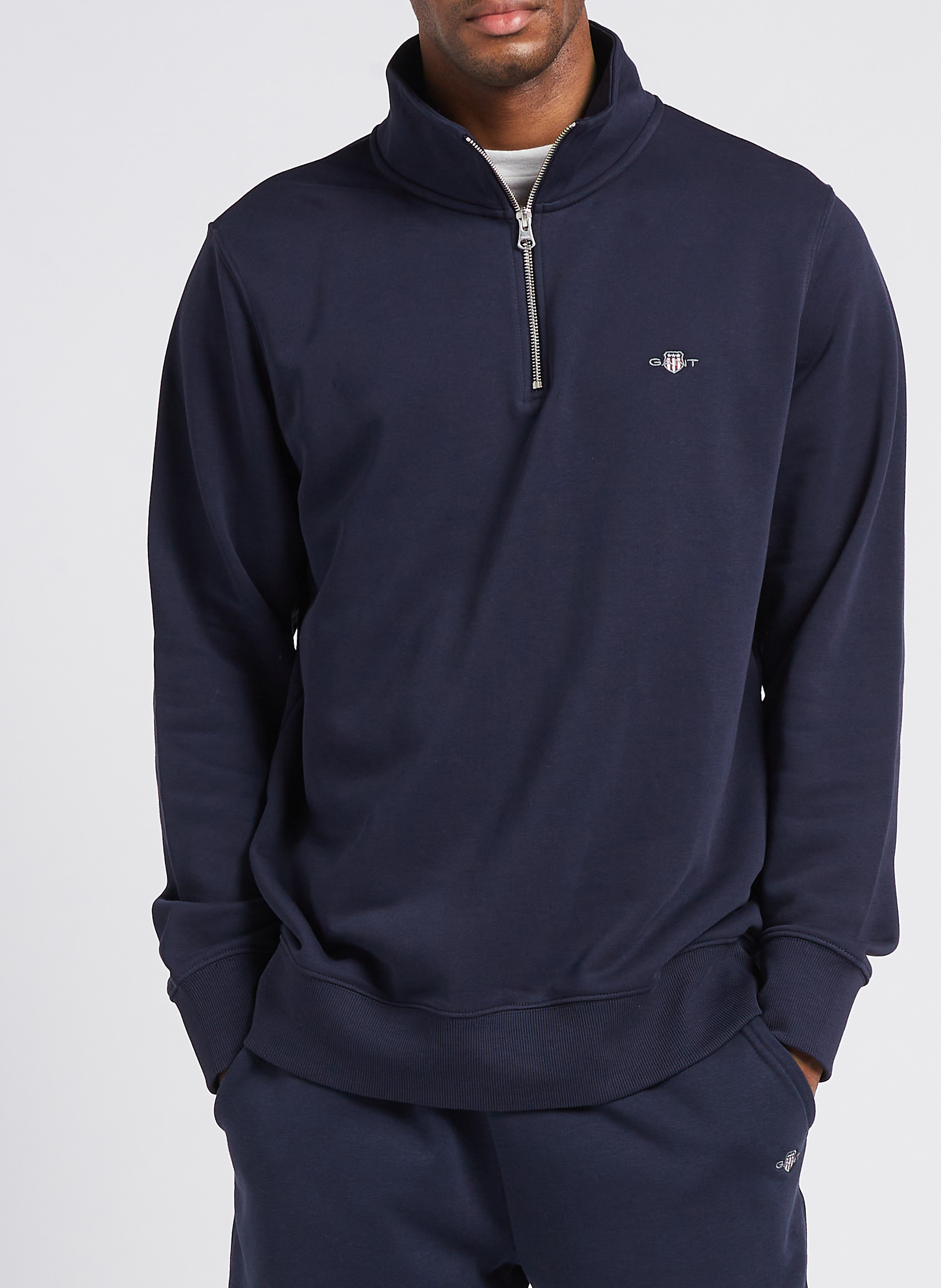 Pullover aus Baumwoll-Mix mit Reißverschluss-Kragen GANT Blau