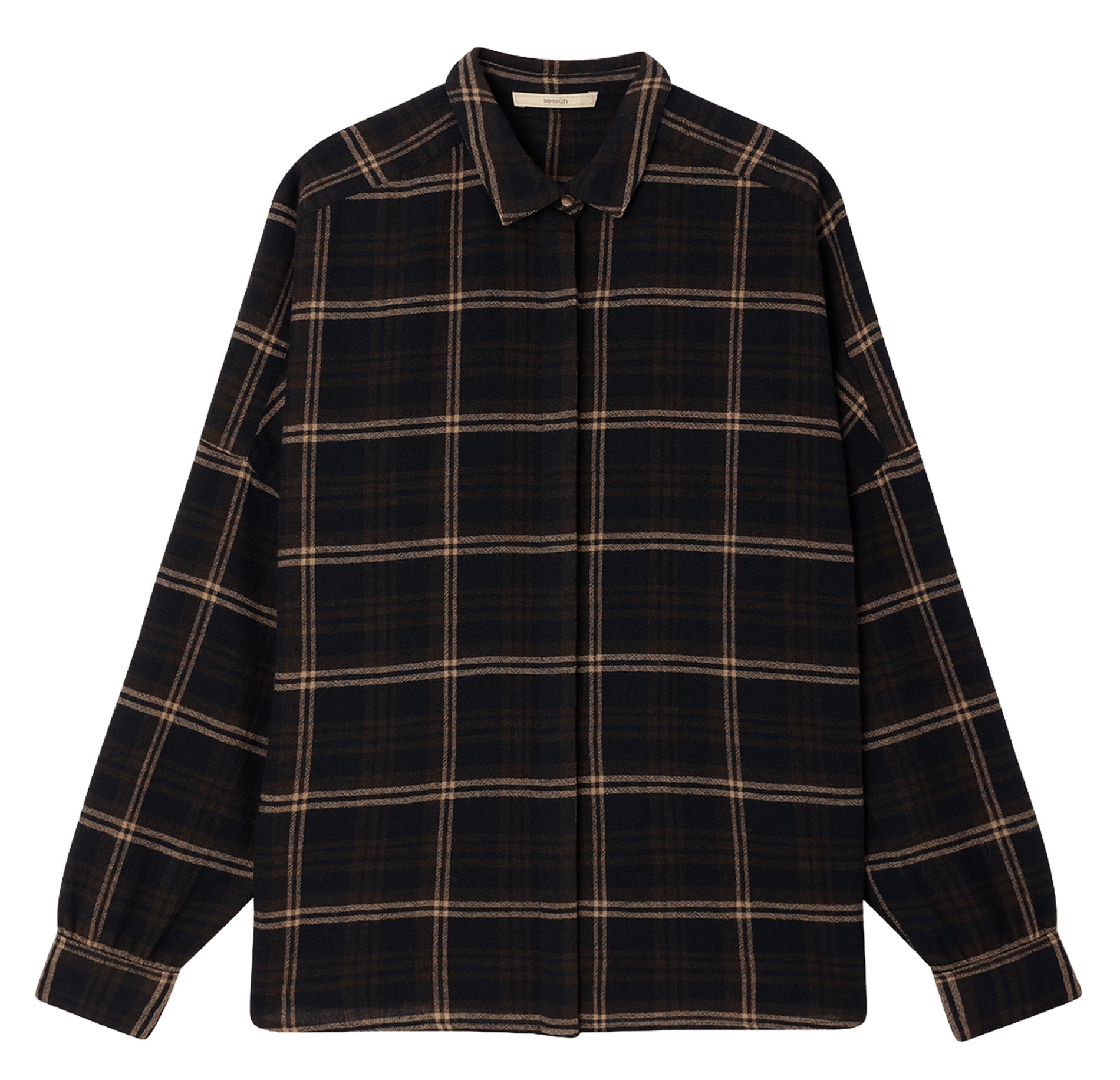Chemise col classique ample en laine mélangée imprimée SESSUN Bleu